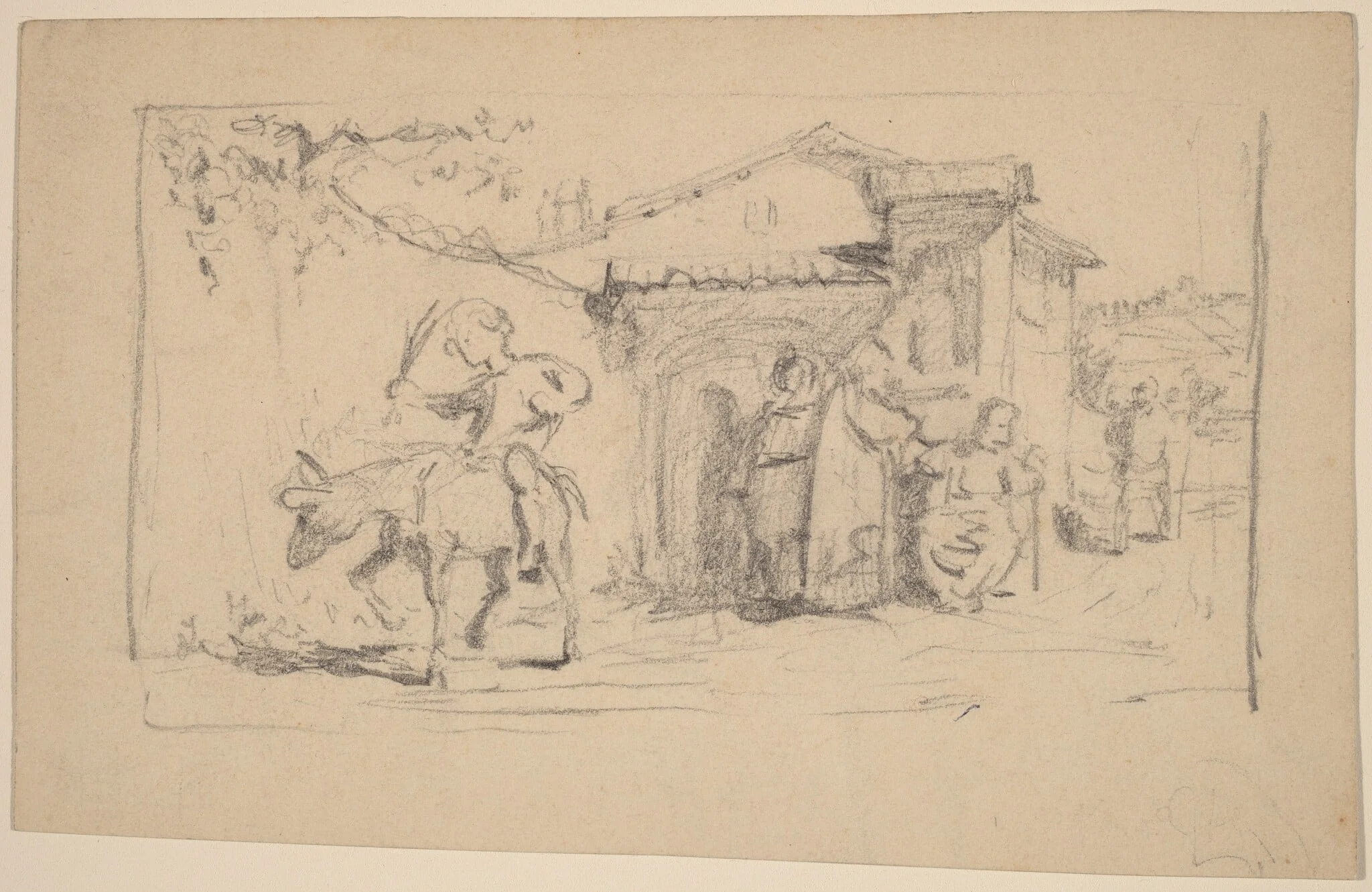 Son and Donkey, by Elihu Vedder, graphite, 1859