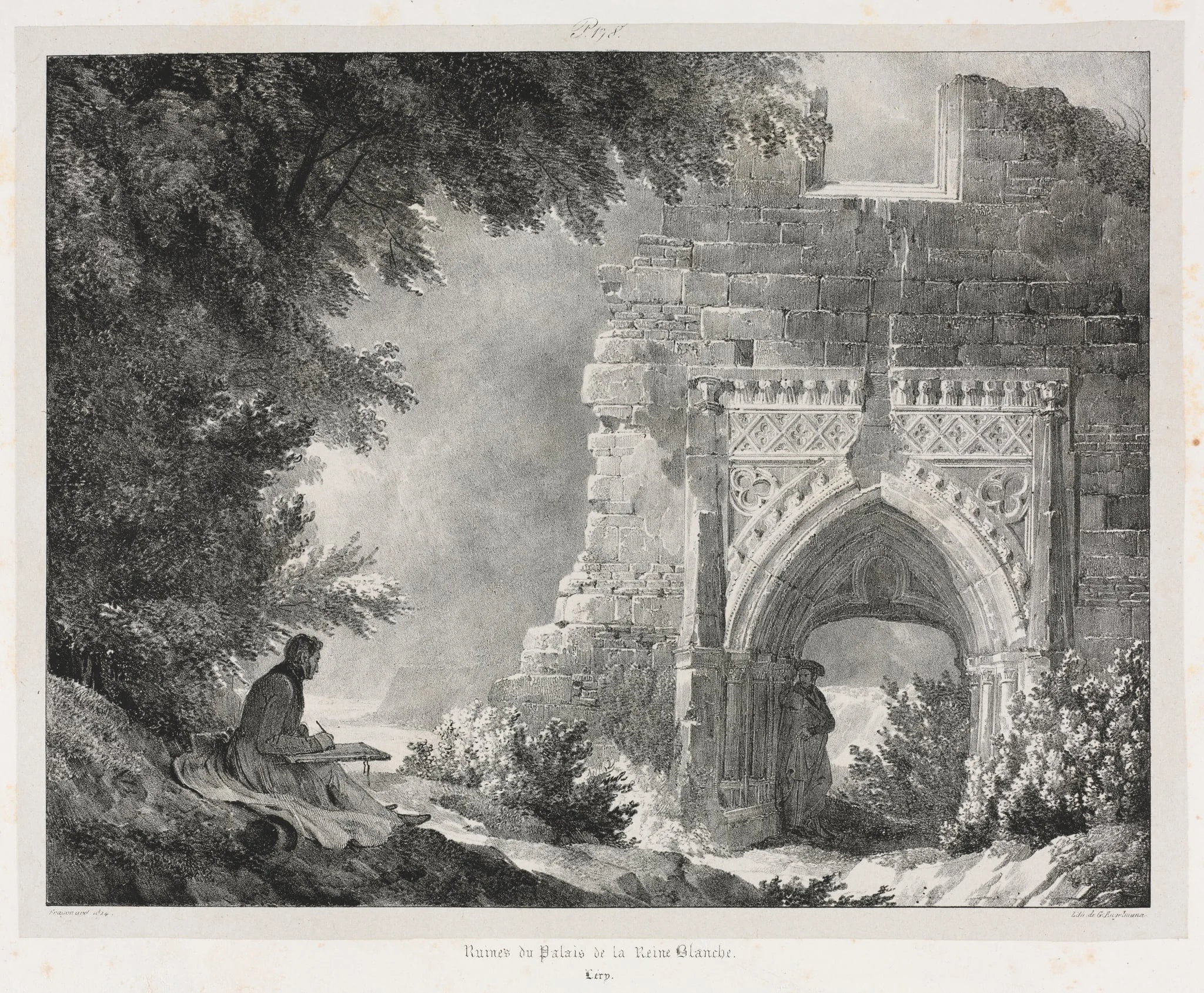 Picturesque and Romantic Journeys in Old France: Ruins of the Palace of the White Queen, by Alexandre-Évariste Fragonard, 1824