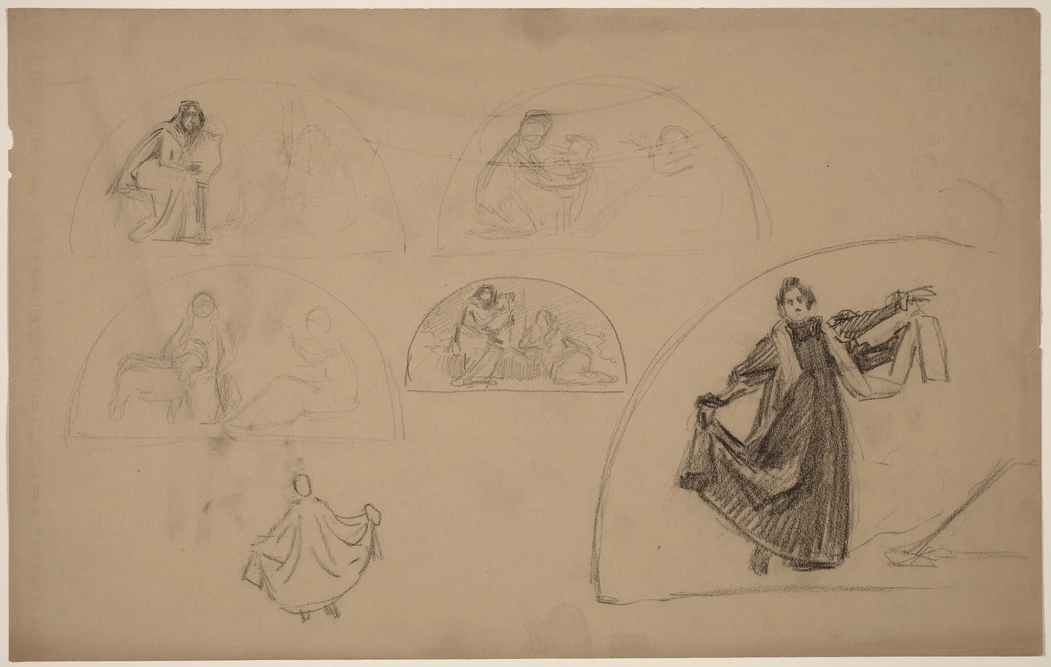 Studies for a Lunette, by Charles Sprague Pearce, crayon, 1894
