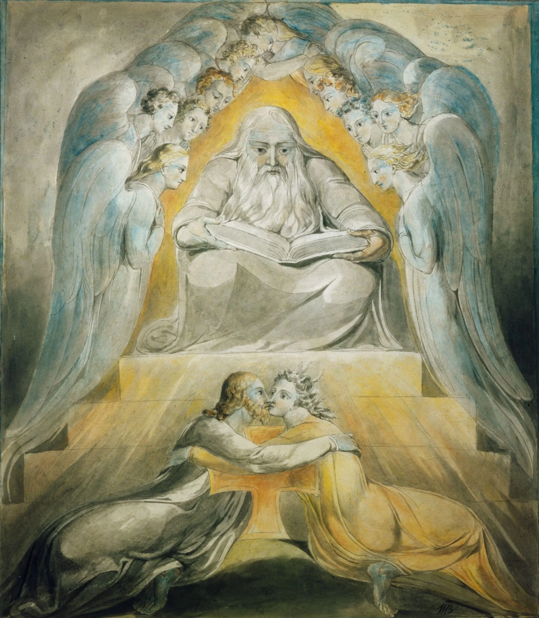 Mercy and Truth are met together, Righteousness and Peace have kissed each other, by William Blake, watercolor, 1803