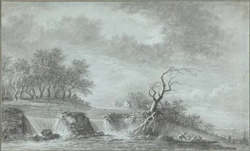 Riverscape with a Waterfall