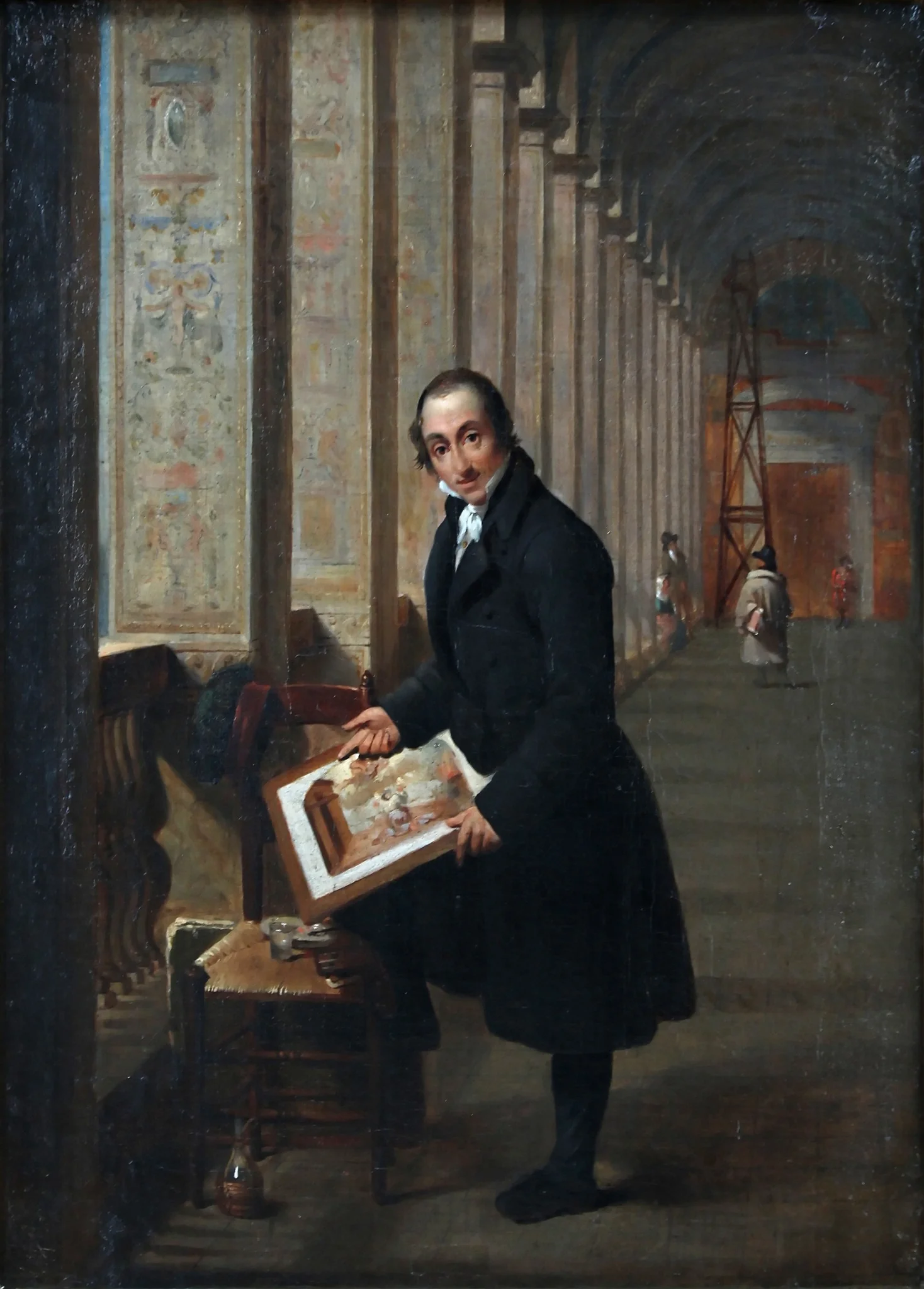 The engraver Joseph de Meulemeester at work in the lodges of Raphael in the Vatican, by Joseph-François Ducq, oil, 1813