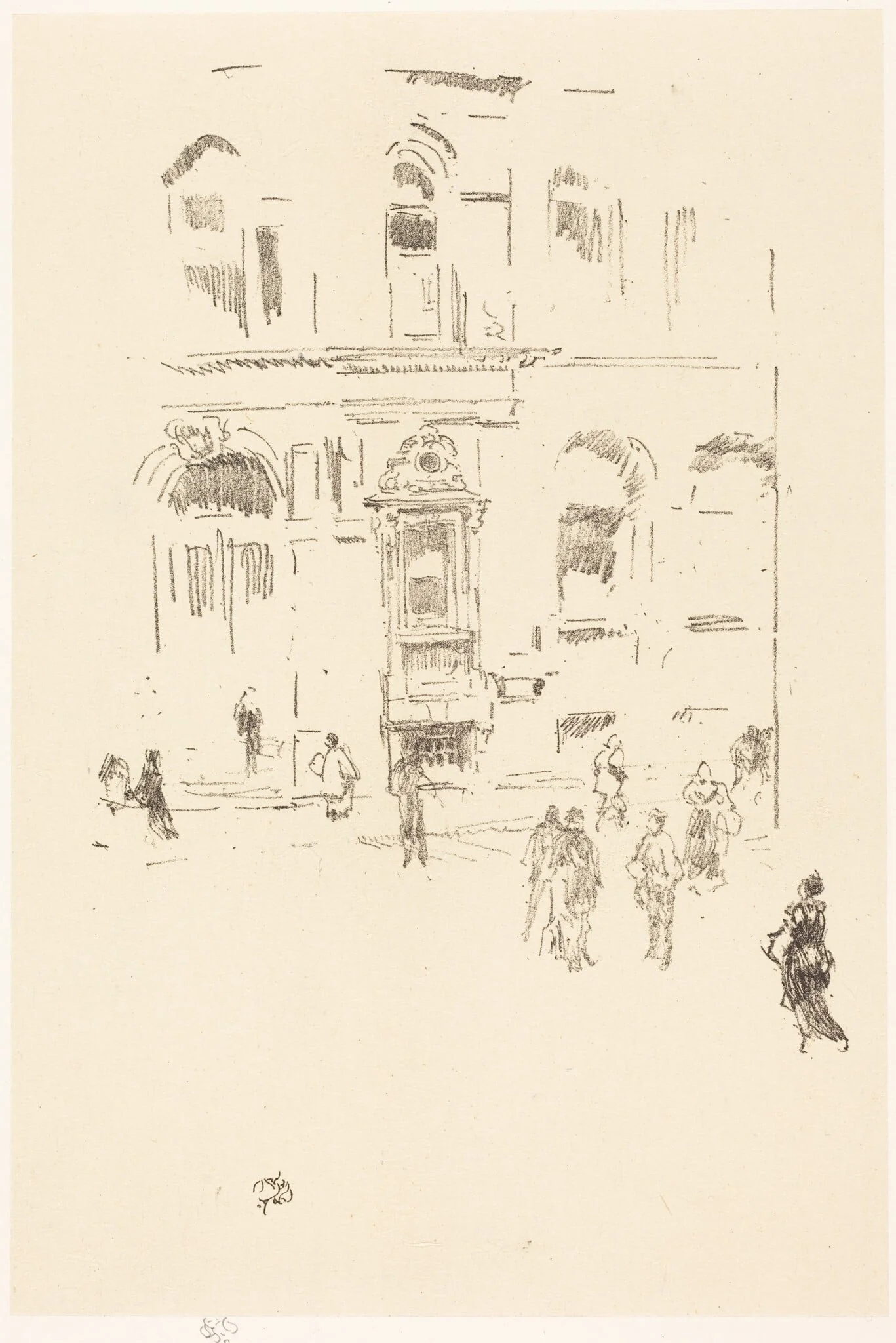 Victoria Club, by James McNeill Whistler, ink, 1883