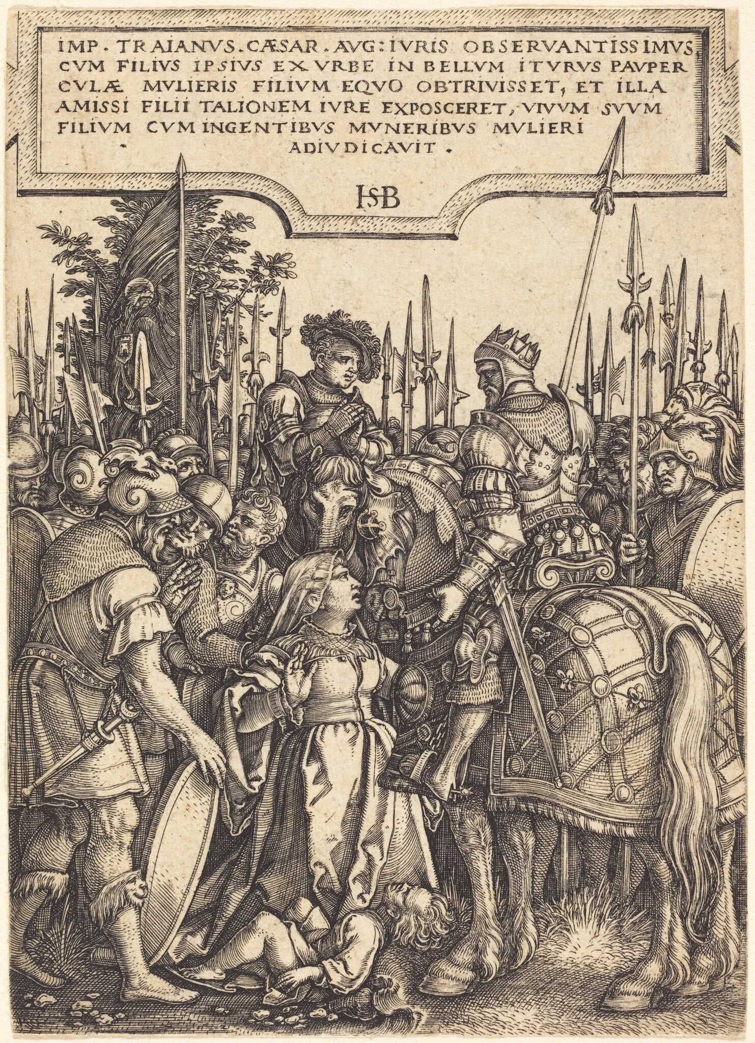 The Justice of Trajan, by Sebald Beham, ink, 1537