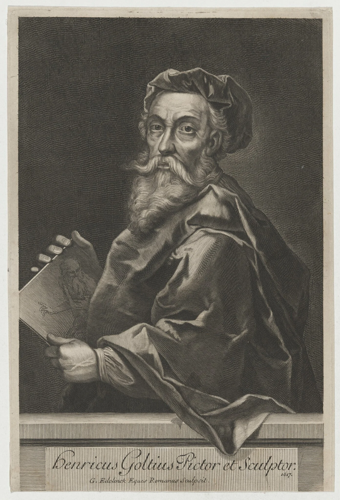 Hendrik Goltzius, Pictor et Sculptor, by Gerard Edelinck, ink, 1617