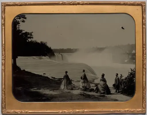 Niagara Falls with well-dressed group
