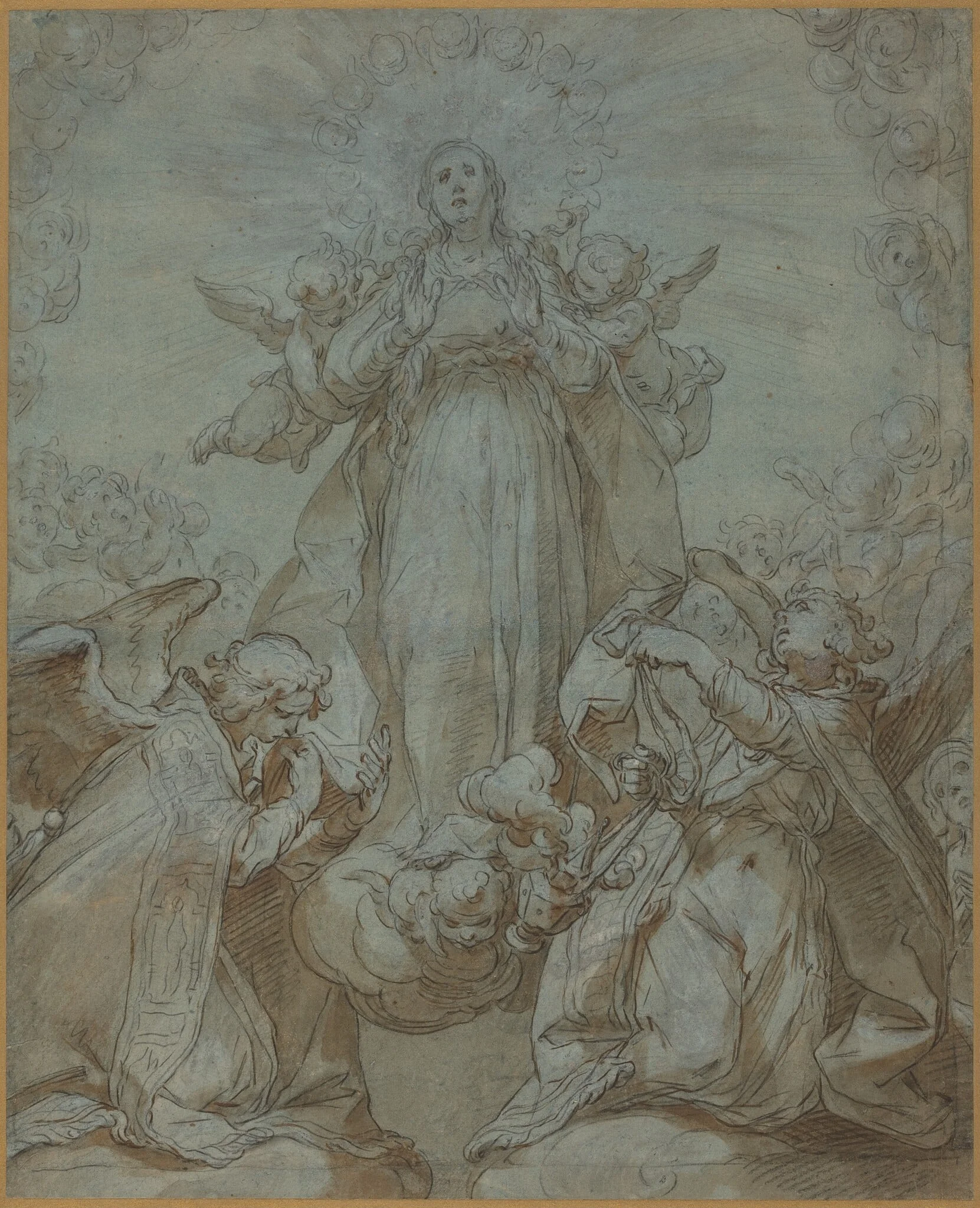 The Virgin in Glory, by Abraham Bloemaert, ink, 1608