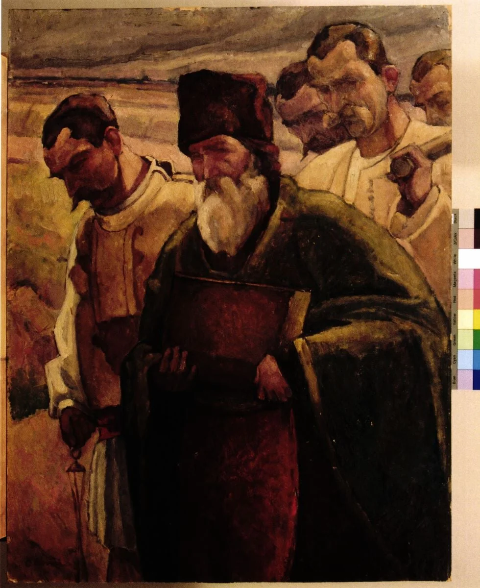 Studiu pentru înmormântarea la țară, by Camil Ressu, 1932