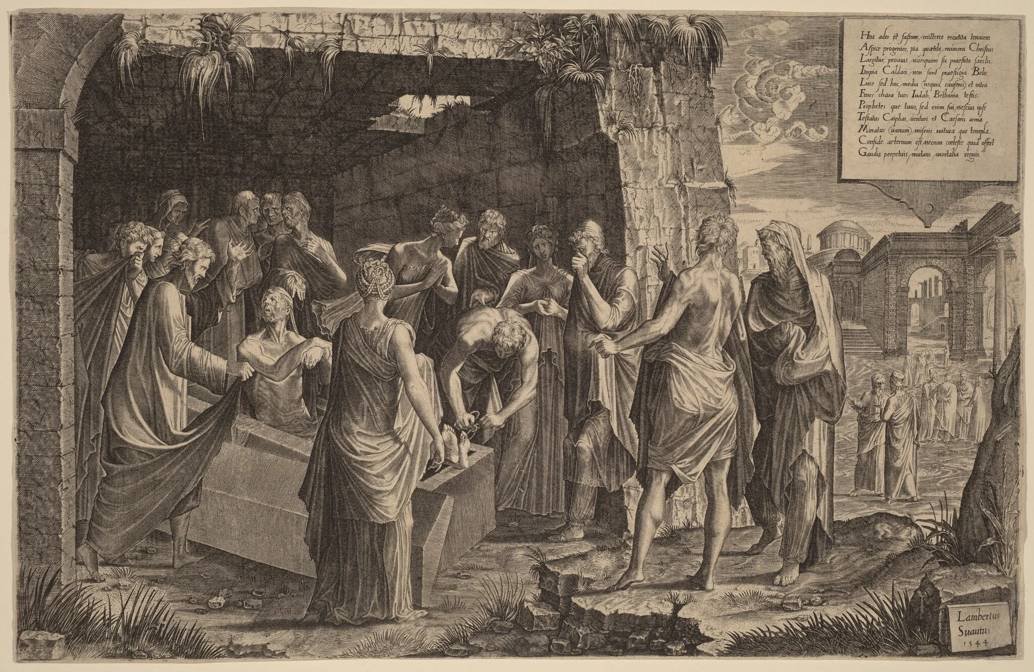 The Raising of Lazarus, by Lambert Suavius, ink, 1544