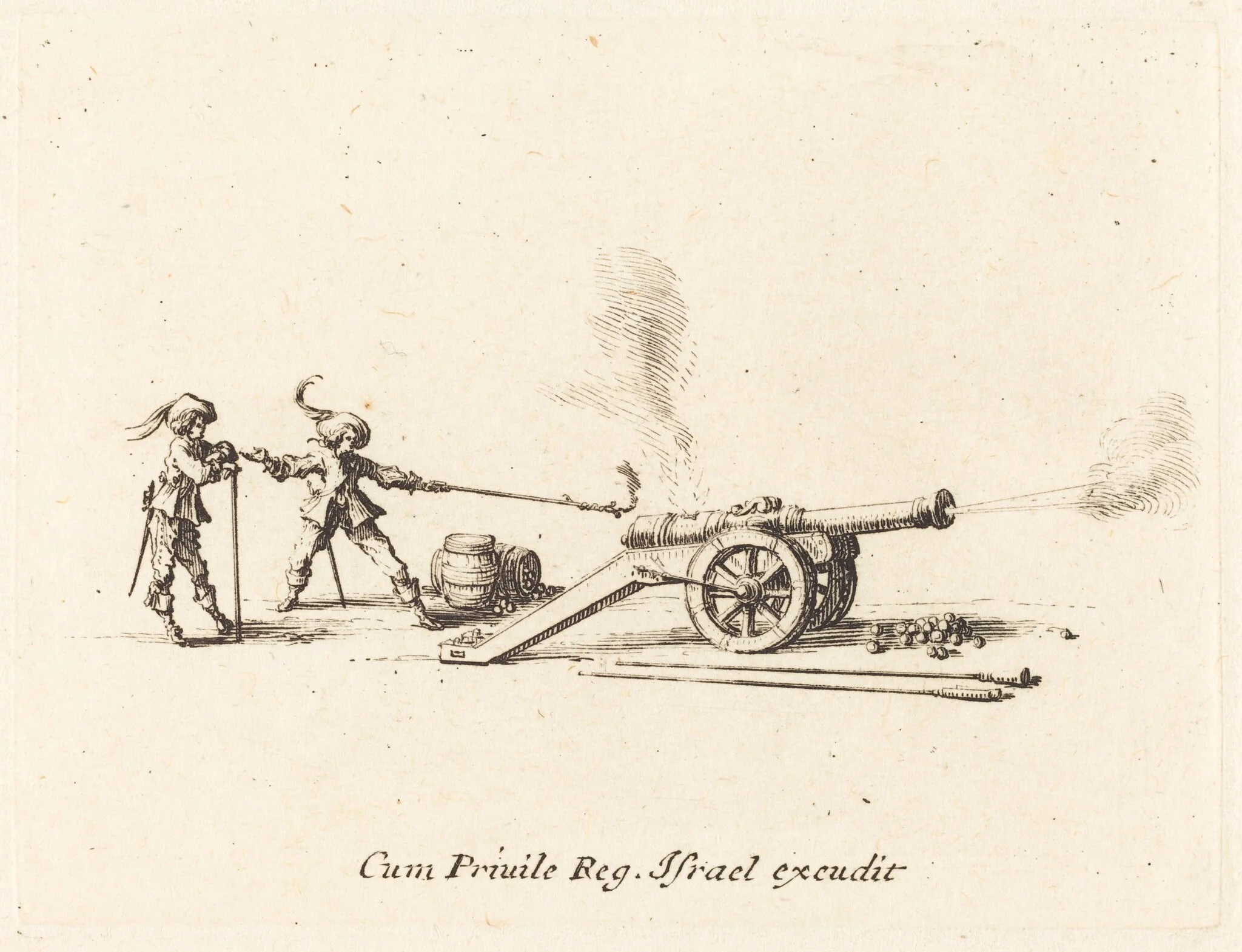 Firing the Cannon, by Jacques Callot, ink, 1634