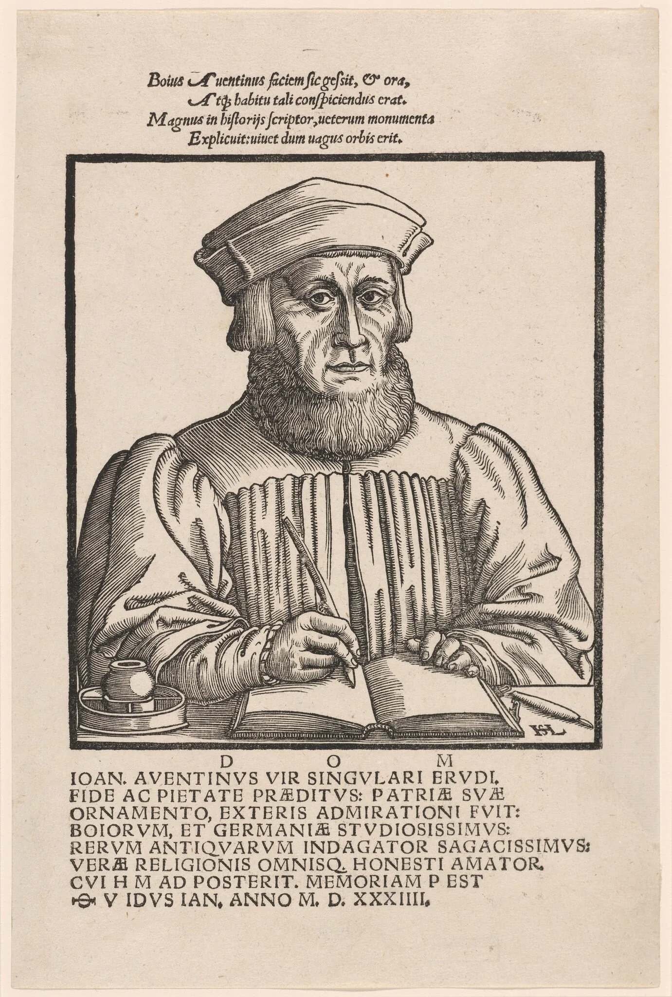 Johann Aventinus (Johann Turmair), by Hanns Lautensack, ink, 1554