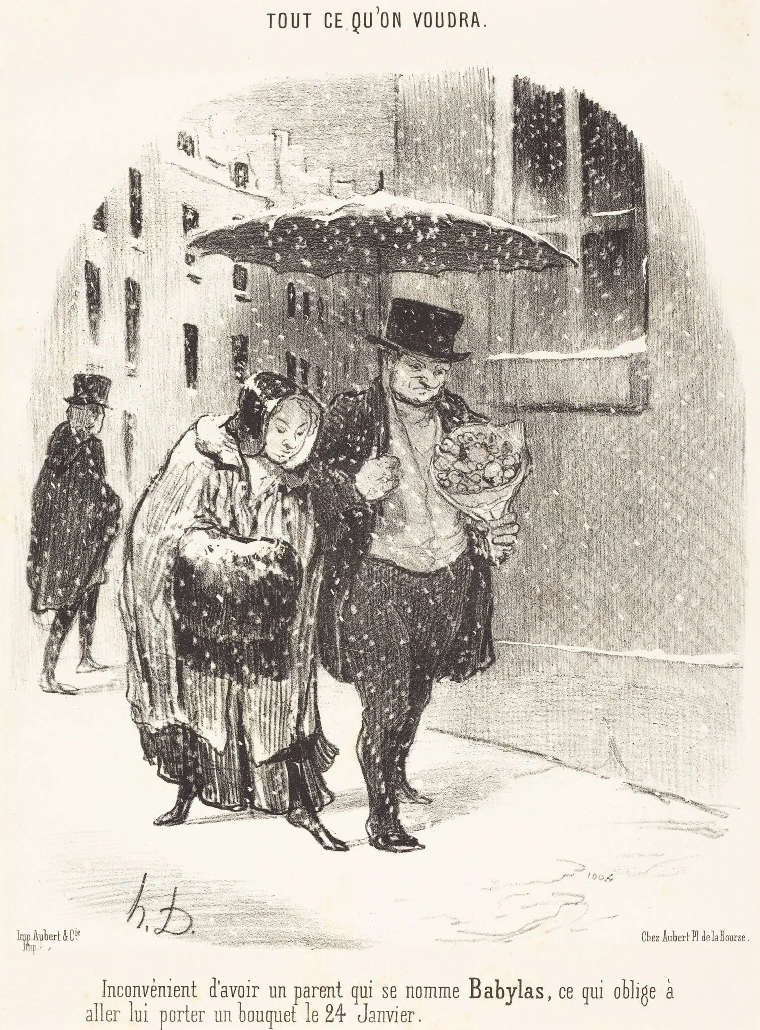 Inconvénient d'avoir un parent qui se nomme Babylas..., by Honoré Daumier, ink, 1850