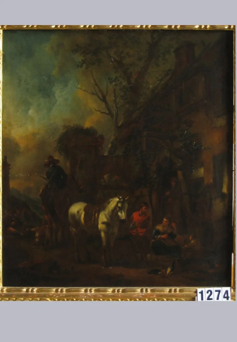 Popas lângă cârciumă (în registrul inventar: Lângă cârciumă), by Philips Wouwerman, 1655
