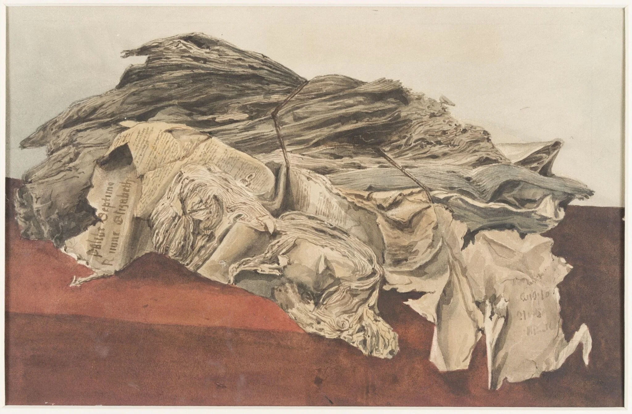 Drawing of a parcel of records in the Old Record Office, by Henry Cole, 1850