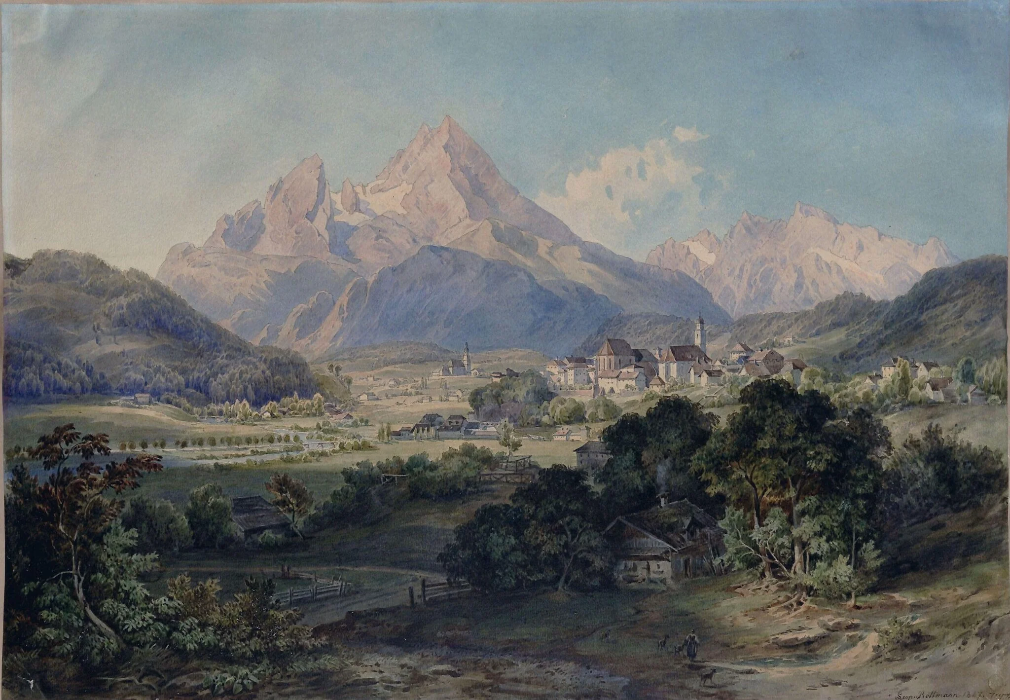 The Watzmann and town of Berchtesgaden, Bavaria