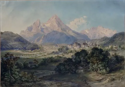 The Watzmann and town of Berchtesgaden, Bavaria