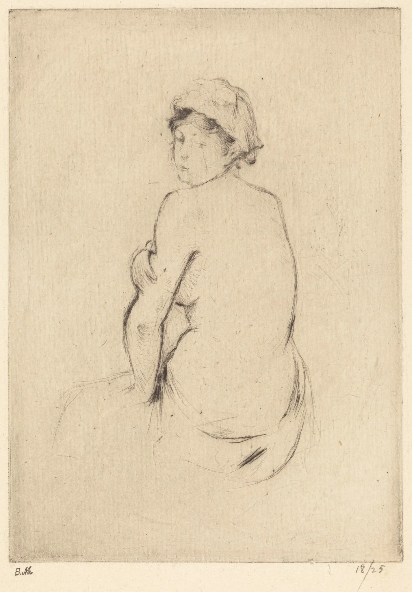 Nude, by Berthe Morisot, ink, 1889