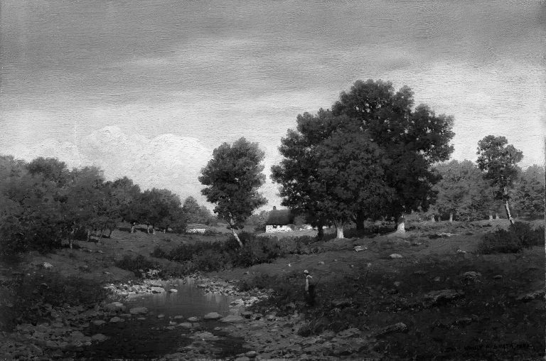 Landscape, by Henry Pember Smith, oil, 1892