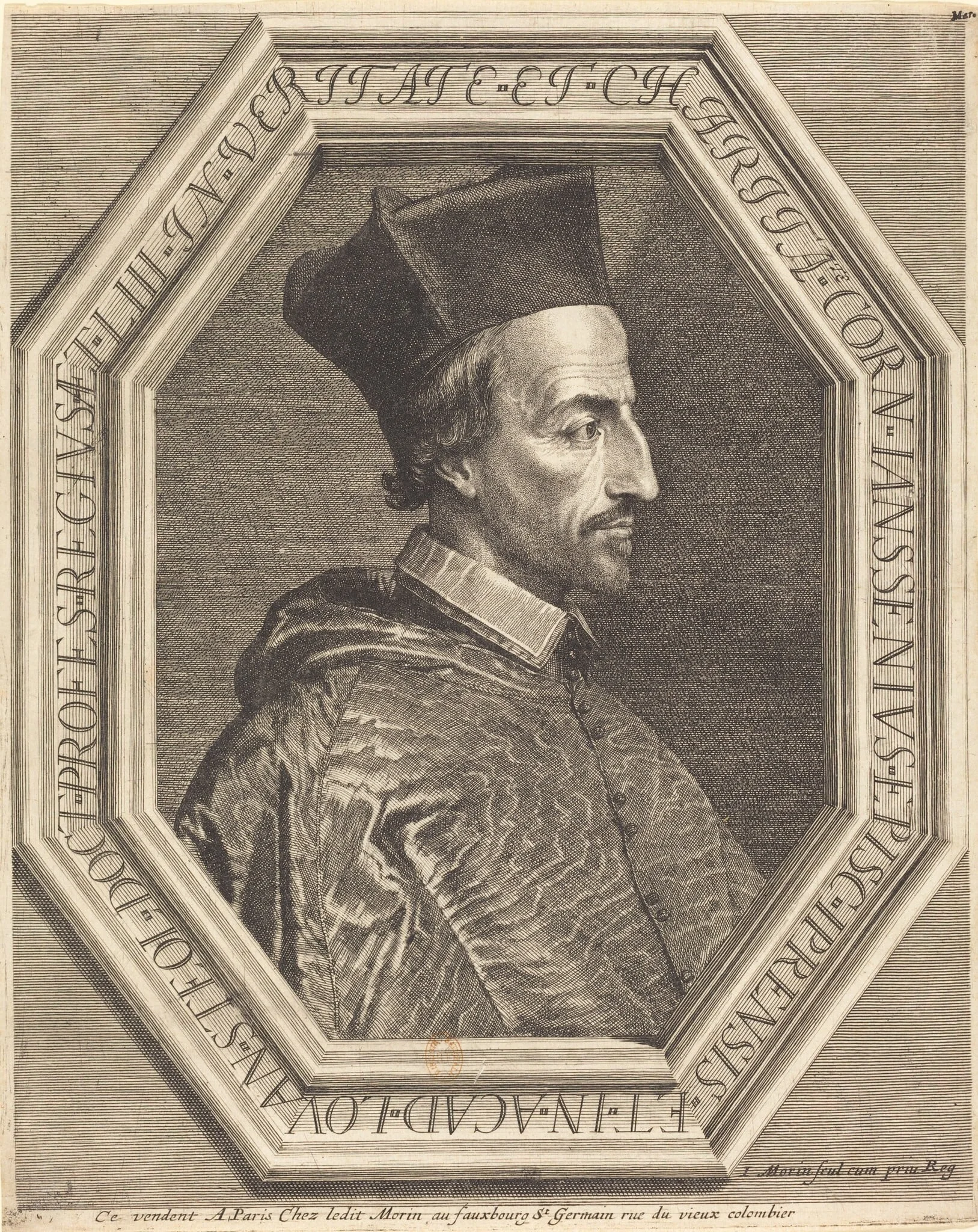 Corneille Jansenius, Bishop of Ypres, by Jean Morin, ink, 1625