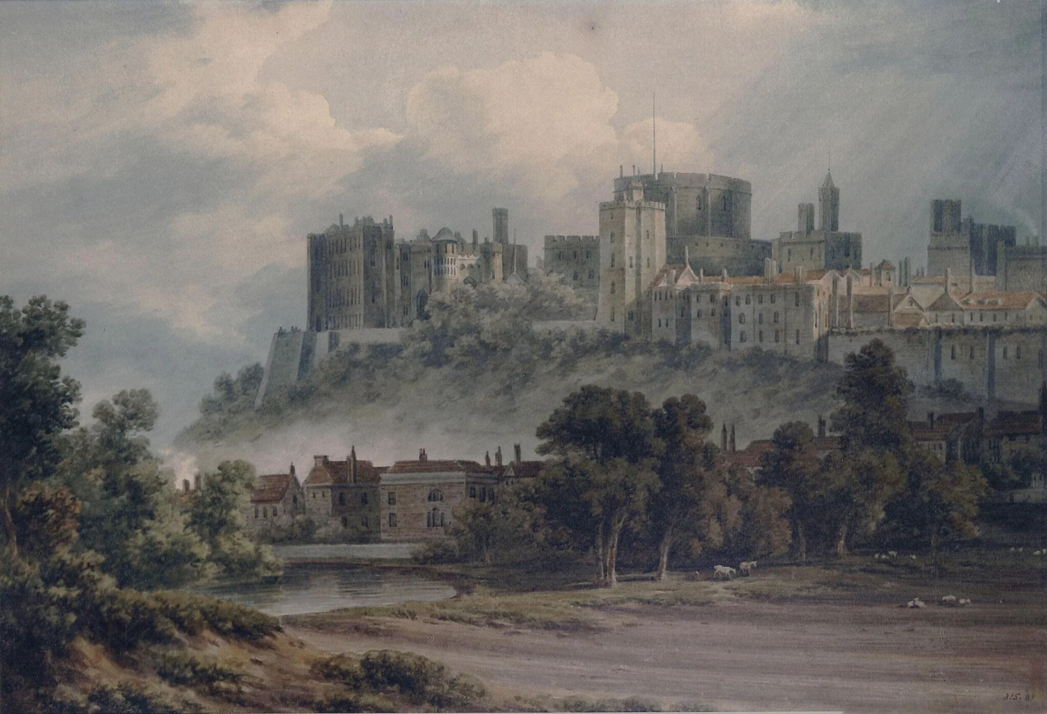 Windsor Castle from the level of the Thames, by John 'Warwick' Smith, watercolor, 1775