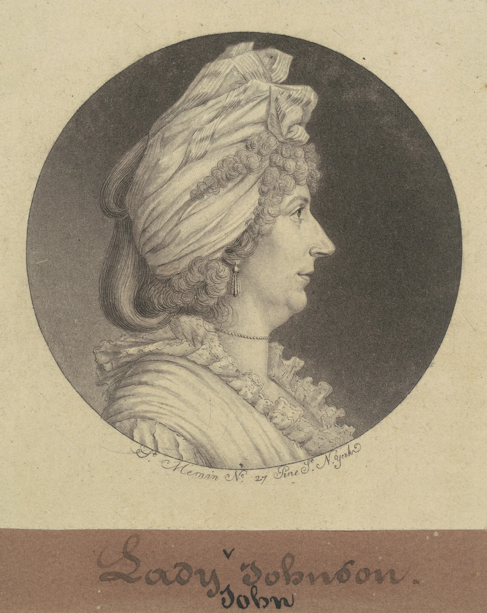 Lady Mary Watts Johnson, by Charles Balthazar Julien Févret de Saint-Mémin, ink, 1797
