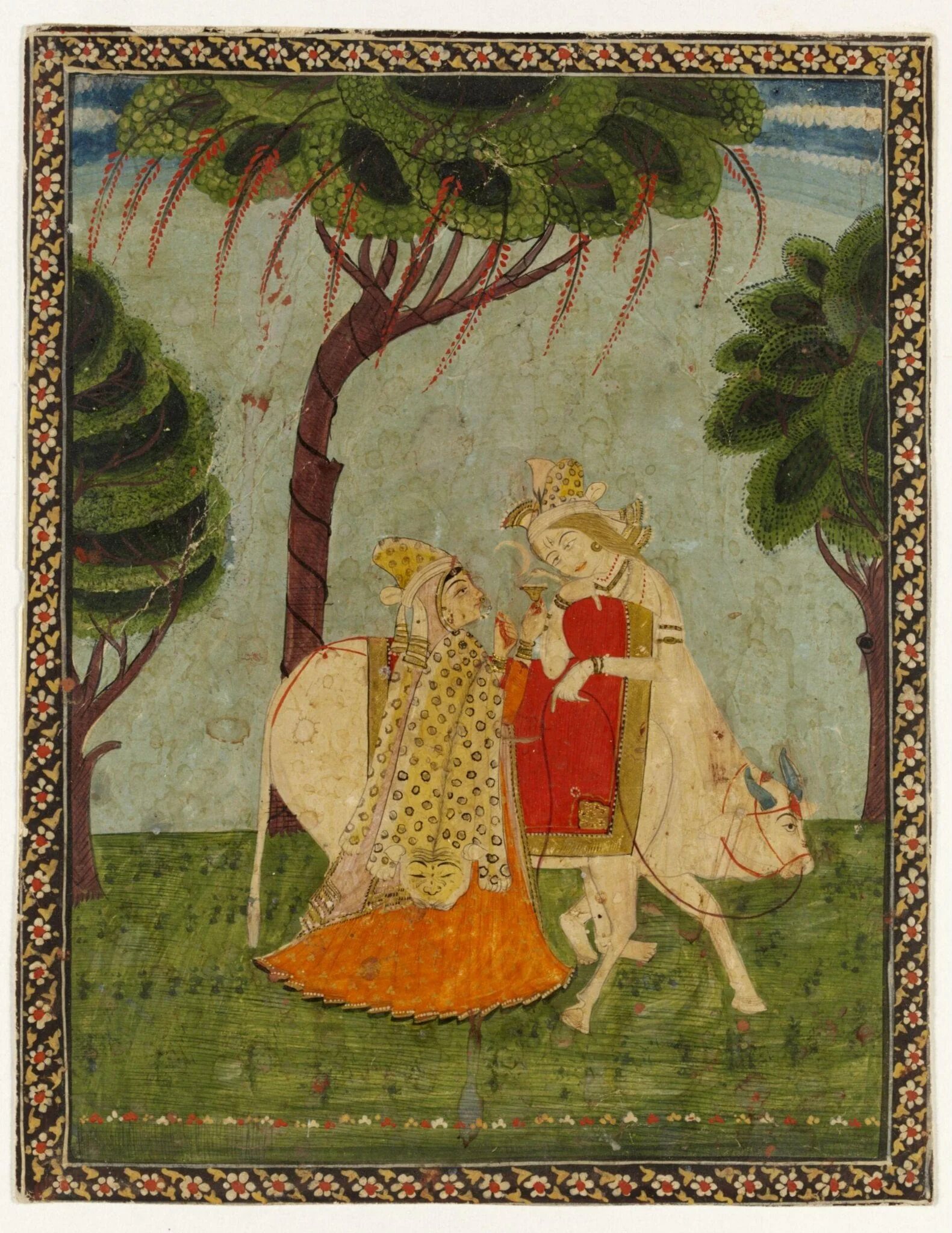 Shiva and Parvati, by Unknown, paint, 1860