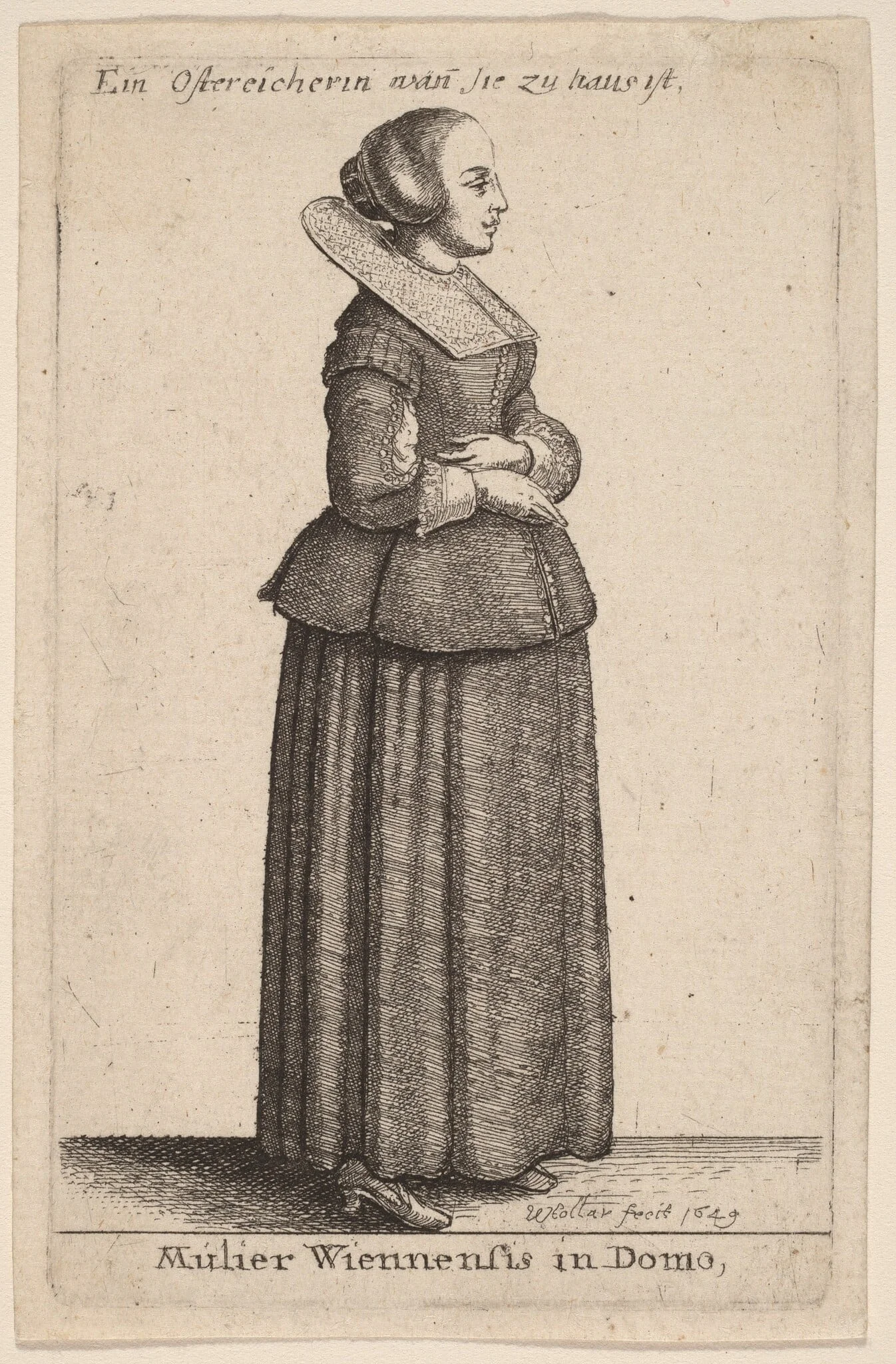 Mulier Wiennensis in Domo, by Wenceslaus Hollar, ink, 1649