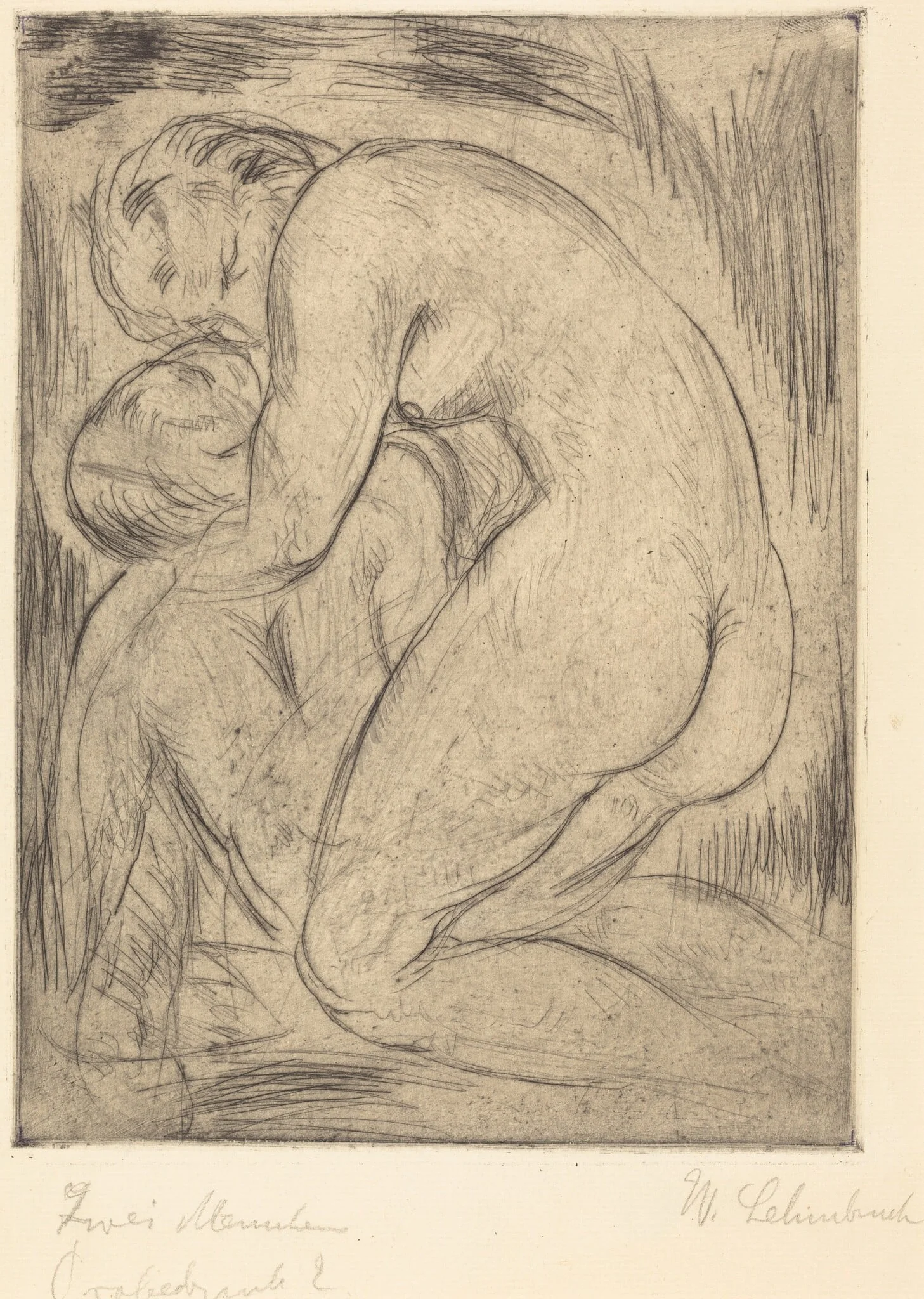 The Dead Man (Der tote Mann), by Wilhelm Lehmbruck, ink, 1915