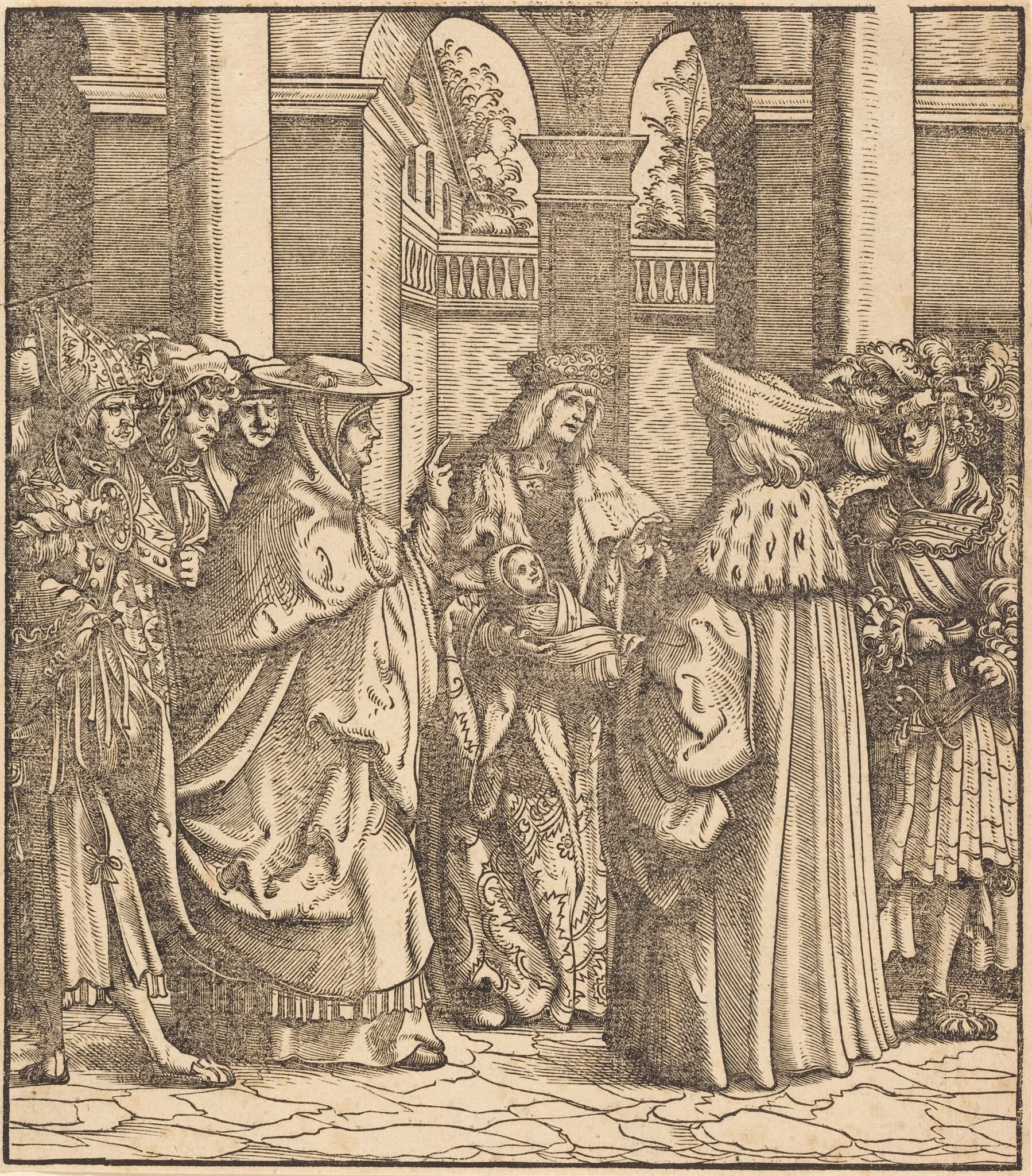 The Archbishop Blessing the Child after the Baptism, by Hans Burgkmair the Elder, ink, 1502