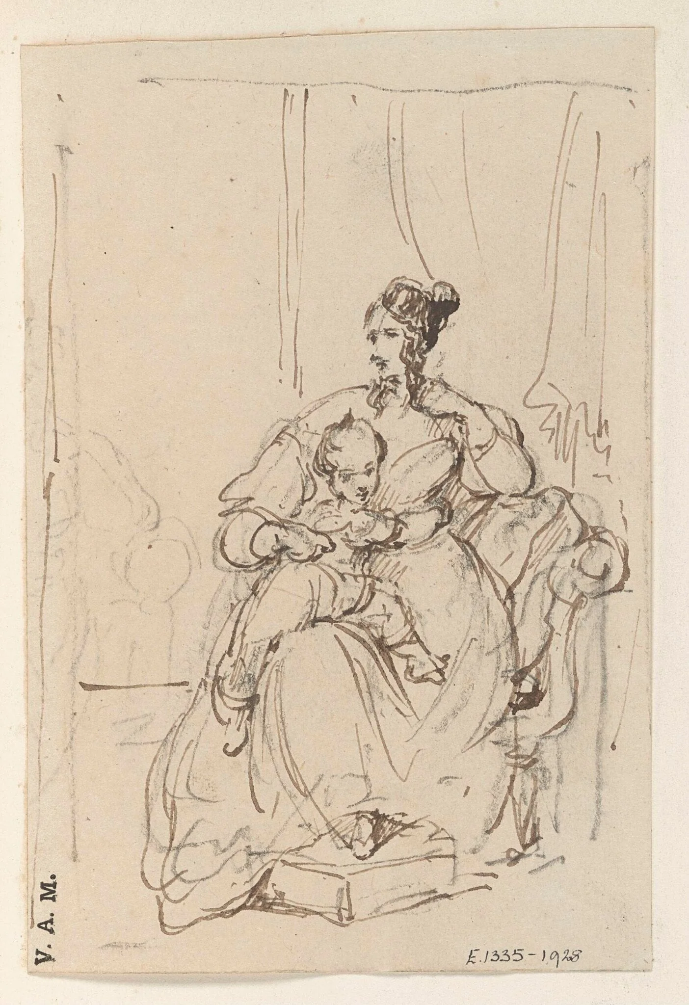 A Western woman with a child on her knee, by George Chinnery, 19
