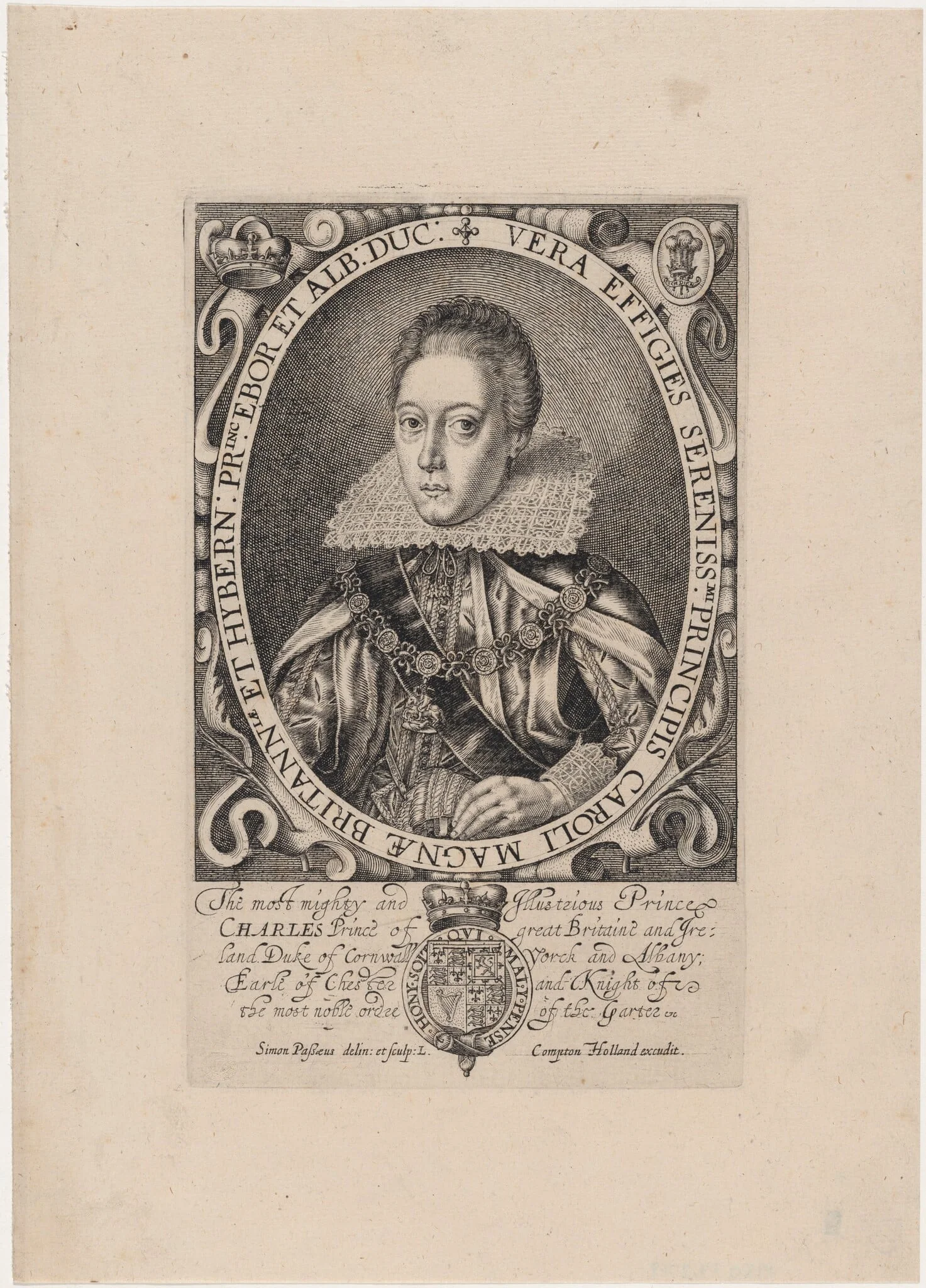 Charles I, Prince of Great Britain and Ireland, Duc of Cornwall and Yorck, by Simon van de Passe, ink, 1621