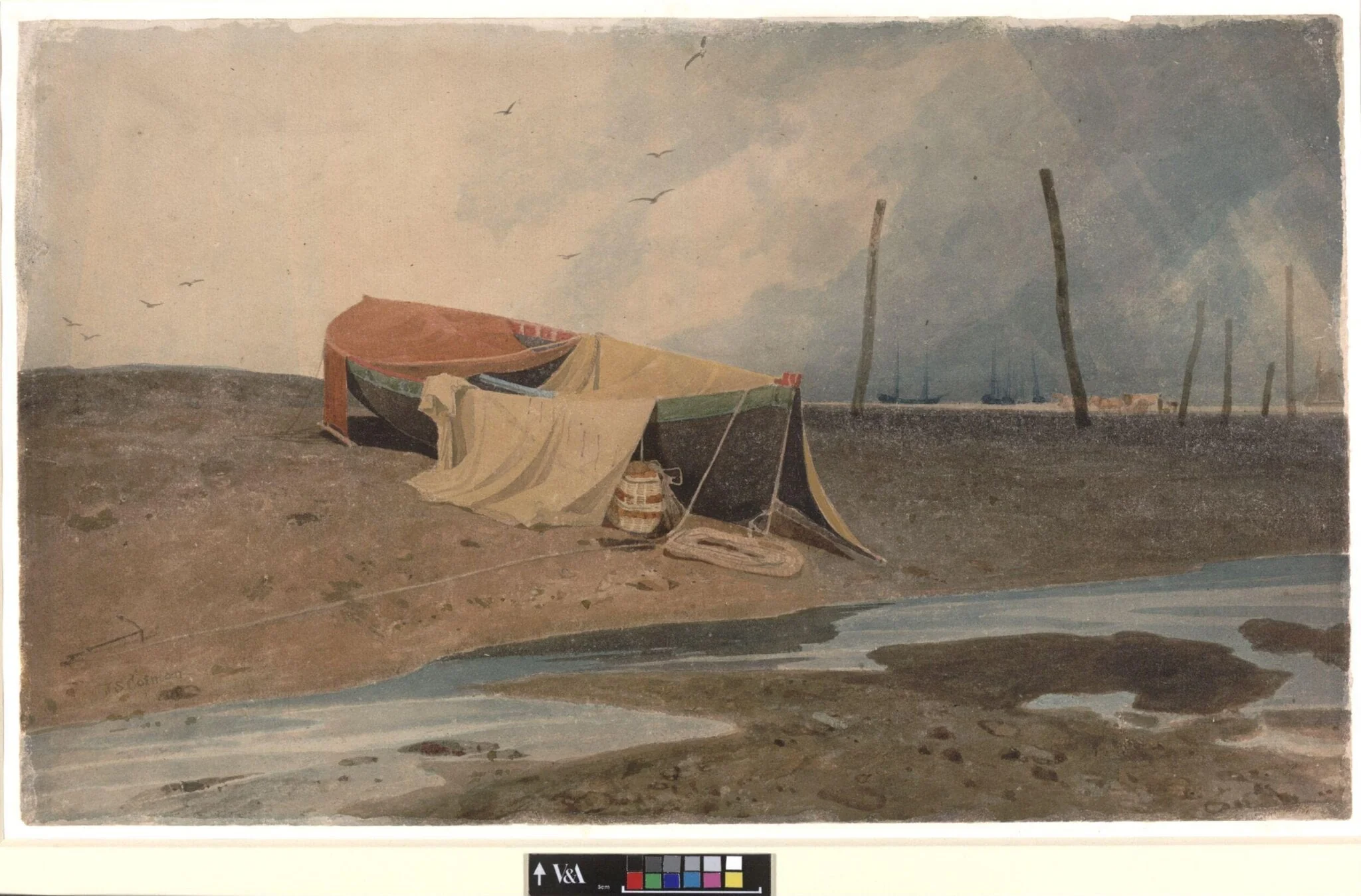 Boat on the Beach, by John Sell Cotman, watercolor, 1800