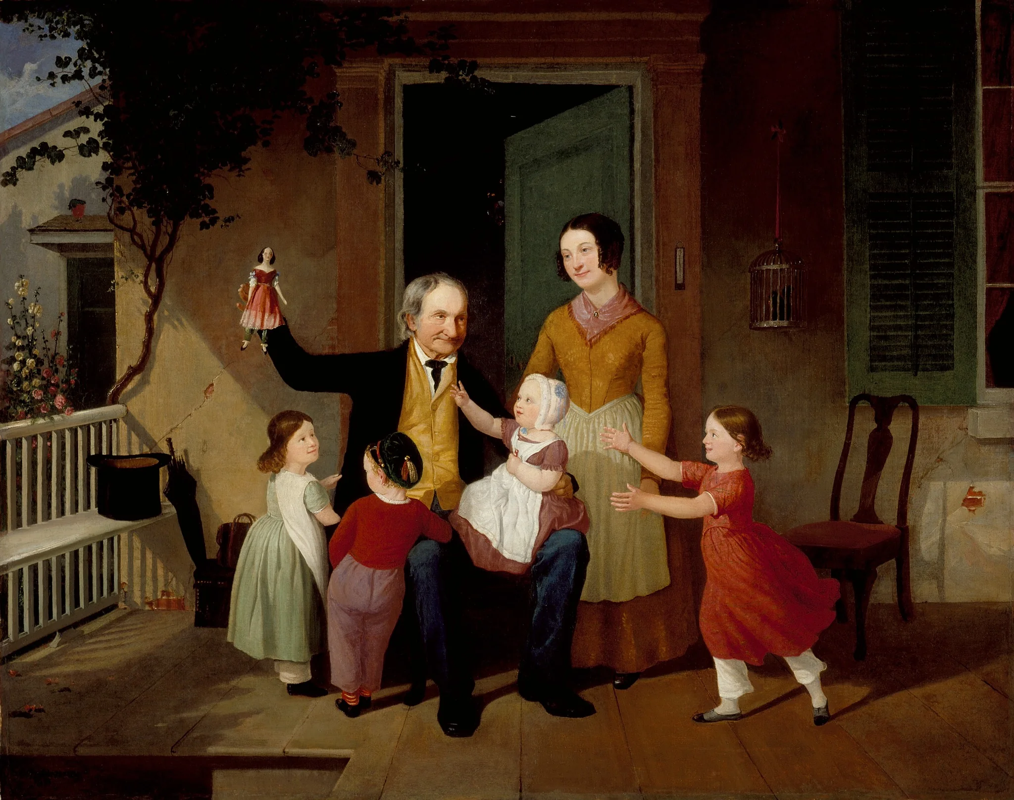 A Visit from Grandfather, by James Goodwyn Clonney, oil, 1850