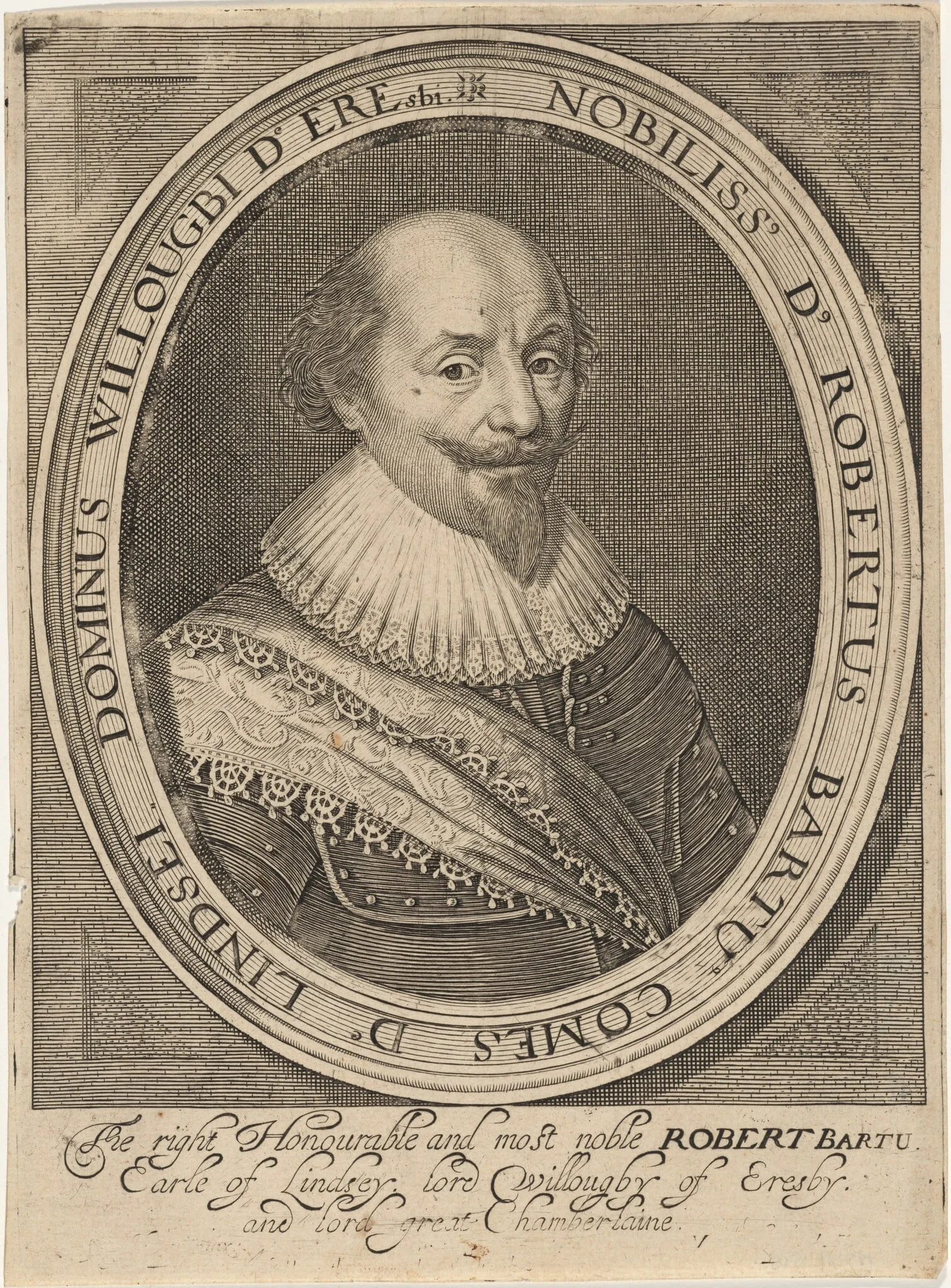Robert Bertie, First Earl of Lindsey, by Robert van Voerst, ink, 1616
