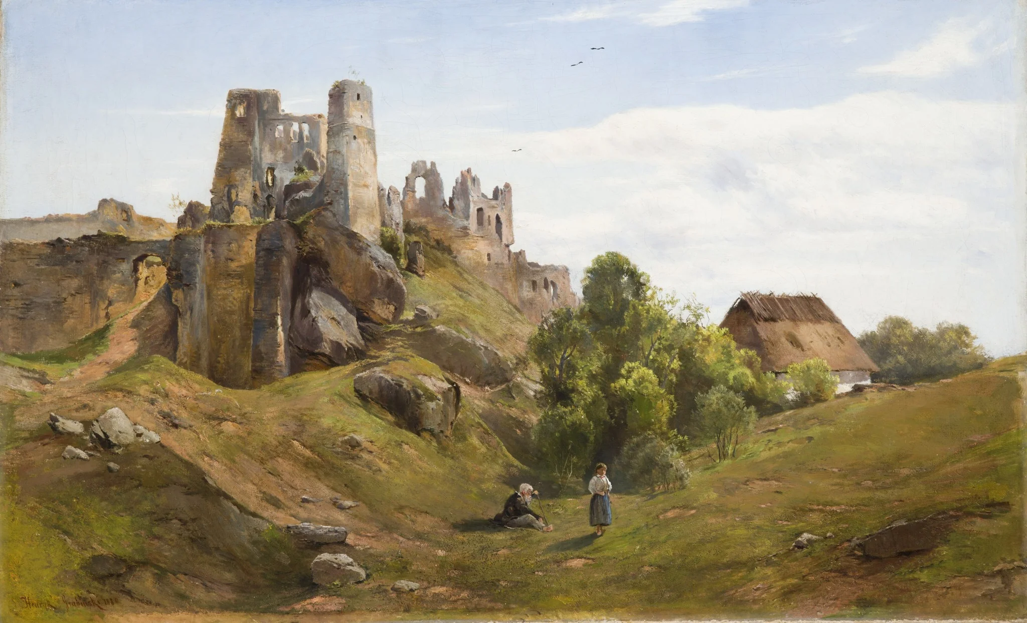 Ruins of Odrzykoń, by Henryk Grabiński, oil, 1890