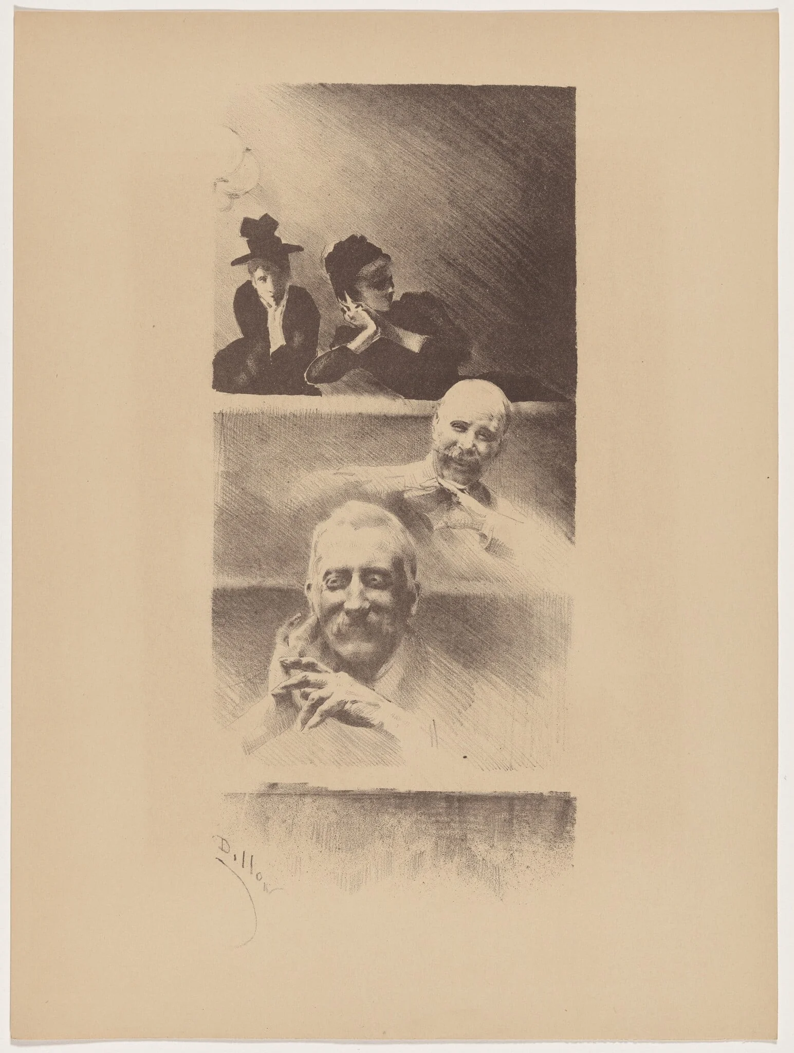 Au théâtre, by Henri-Patrice Dillon, ink, 1895