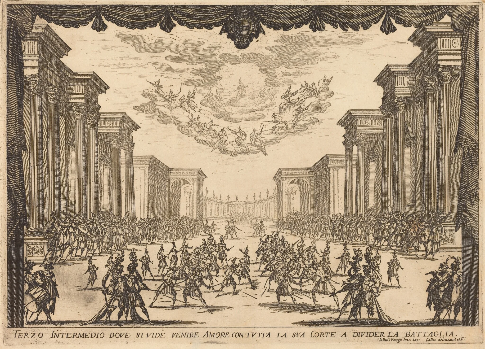 Third Intermezzo, by Jacques Callot, ink, 1617