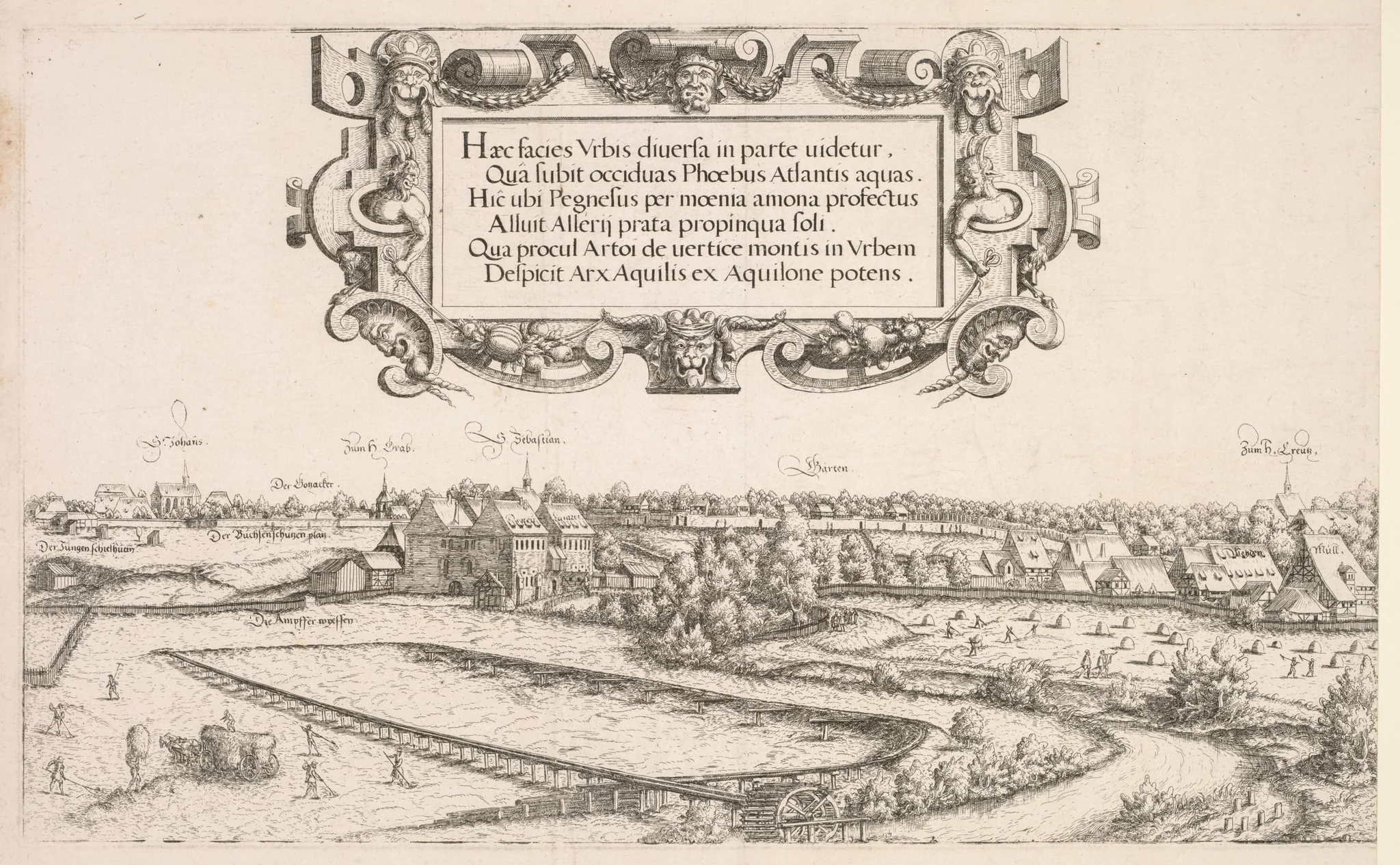 Panoramic View of Nuremberg:  Left Portion, by Hanns Lautensack, 1552
