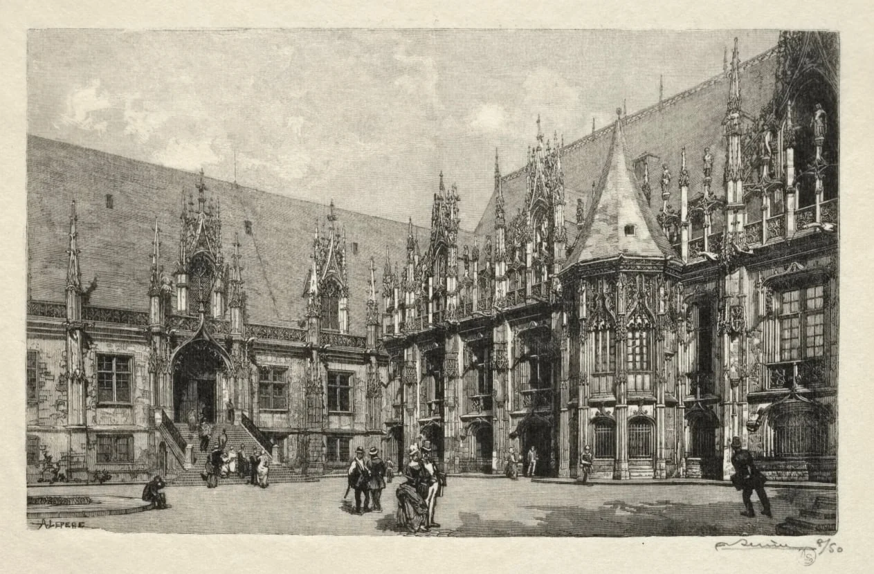 Rouen Illustré:  Le Palais du Justice, by Auguste Lepère, 1896