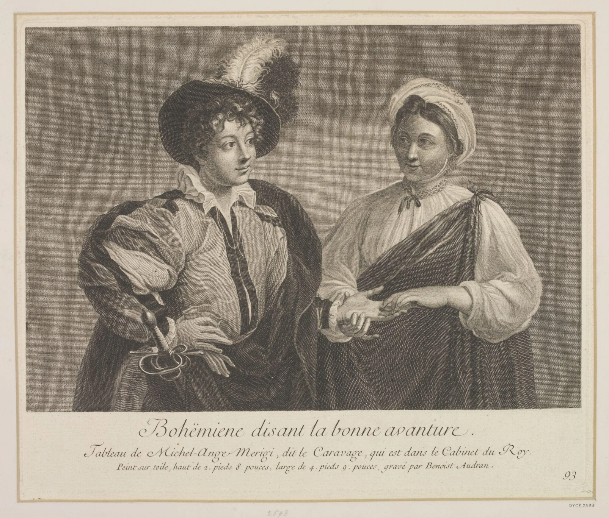 A Gypsy Telling Fortunes, by Benoît Audran, 1750