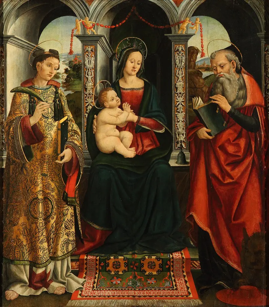 The Virgin and Child enthroned with St. Stephanus and St. Jerome