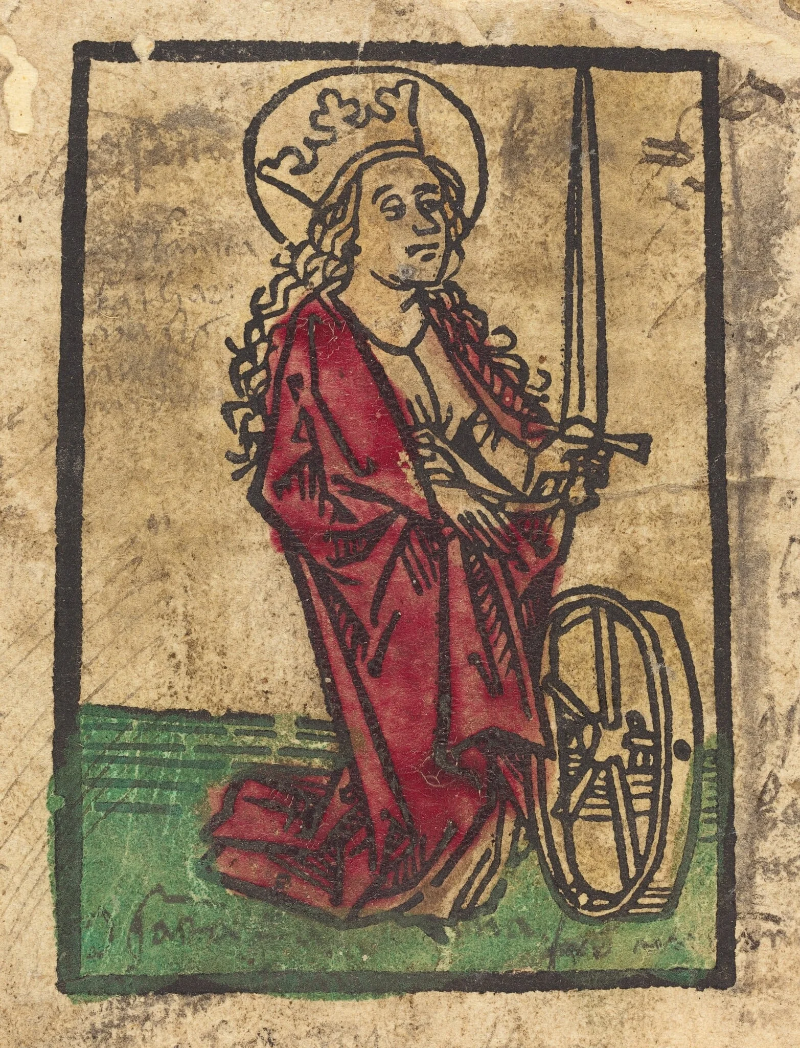 Saint Catherine of Alexandria, by German 15th Century, ink, 1480