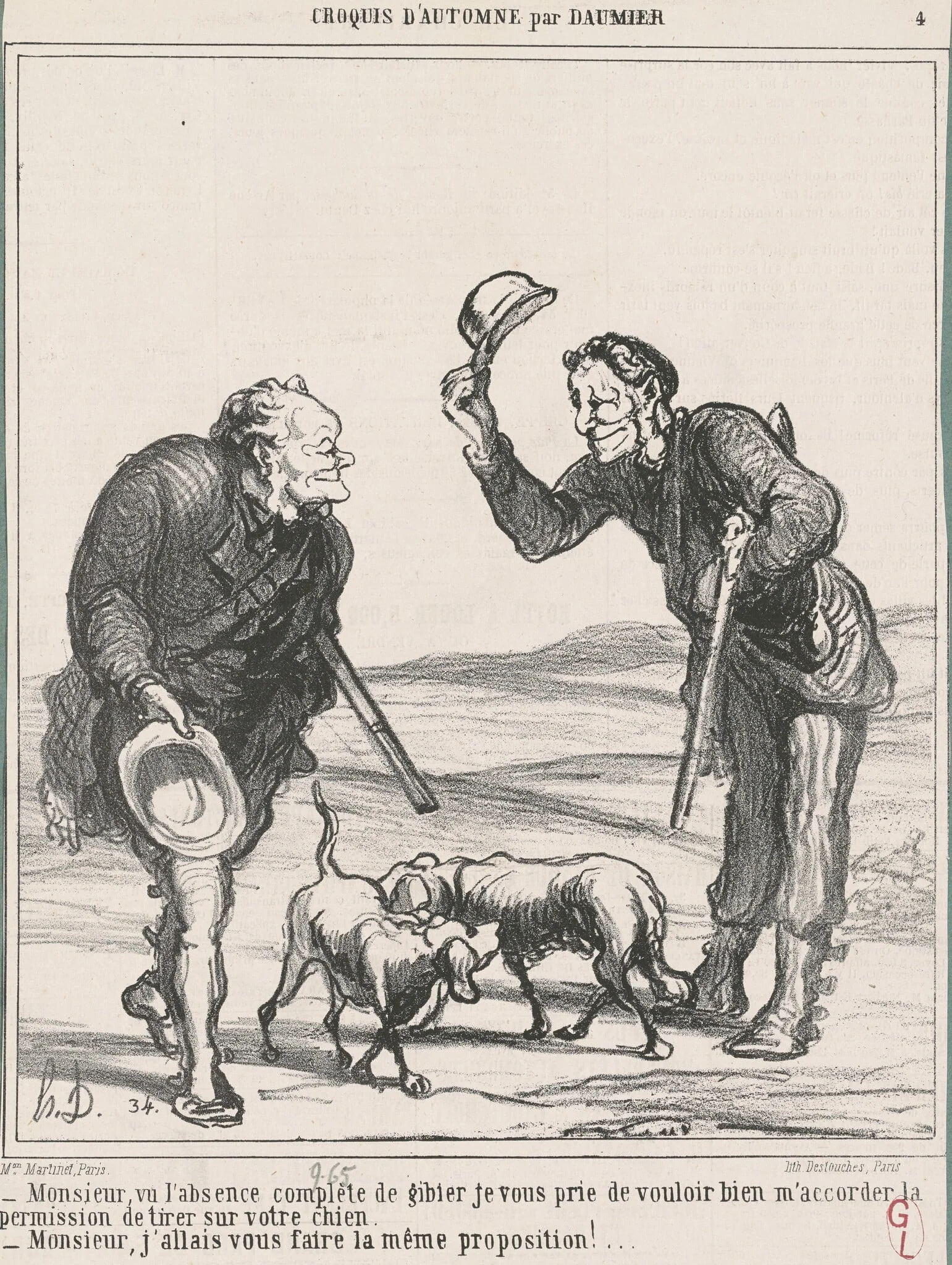 Monsieur, vu l'absence complète ..., by Honoré Daumier, ink, 1865