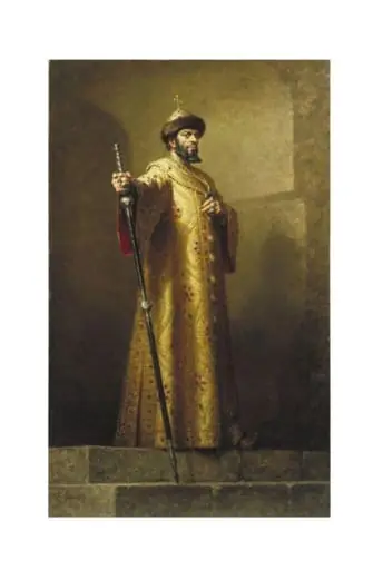 Boris Christoff as Boris Godunov in <i>Boris Godunov</i> by Modest Mussorgsky. Painting by Leonard Boden (1911-1999)