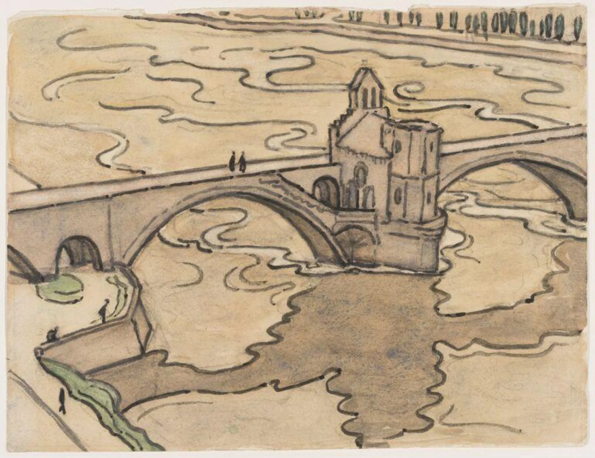 Le Pont d'Avignon, by Anne L. Faulkner, watercolor