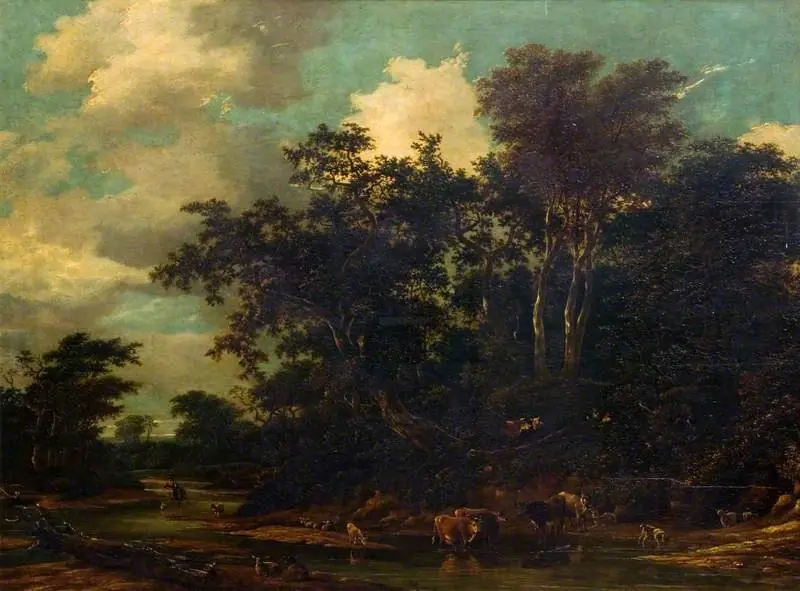 Woody Landscape with Cattle and a Stream
