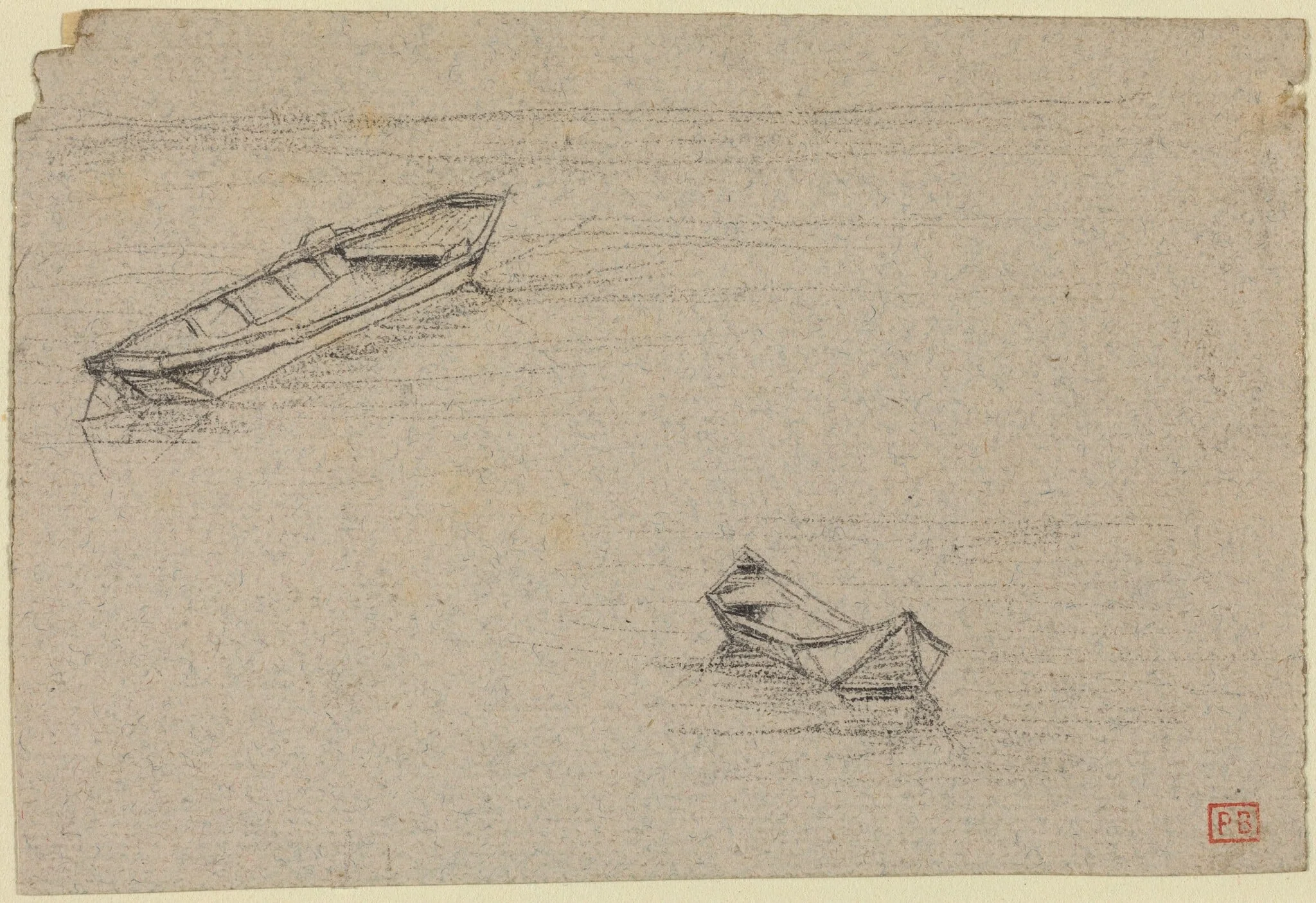 Two Boats for "L'Abside de Notre-Dame de Paris", by Charles Meryon, graphite, 1854