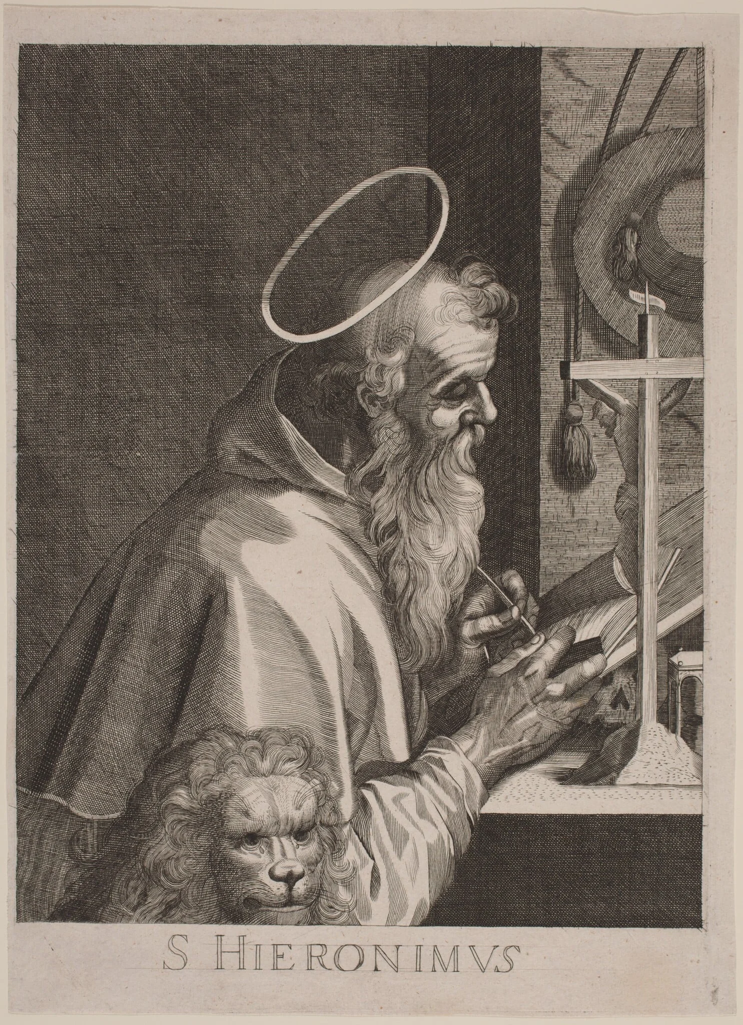 Saint Jerome, by Italian 17th Century, ink, 1595