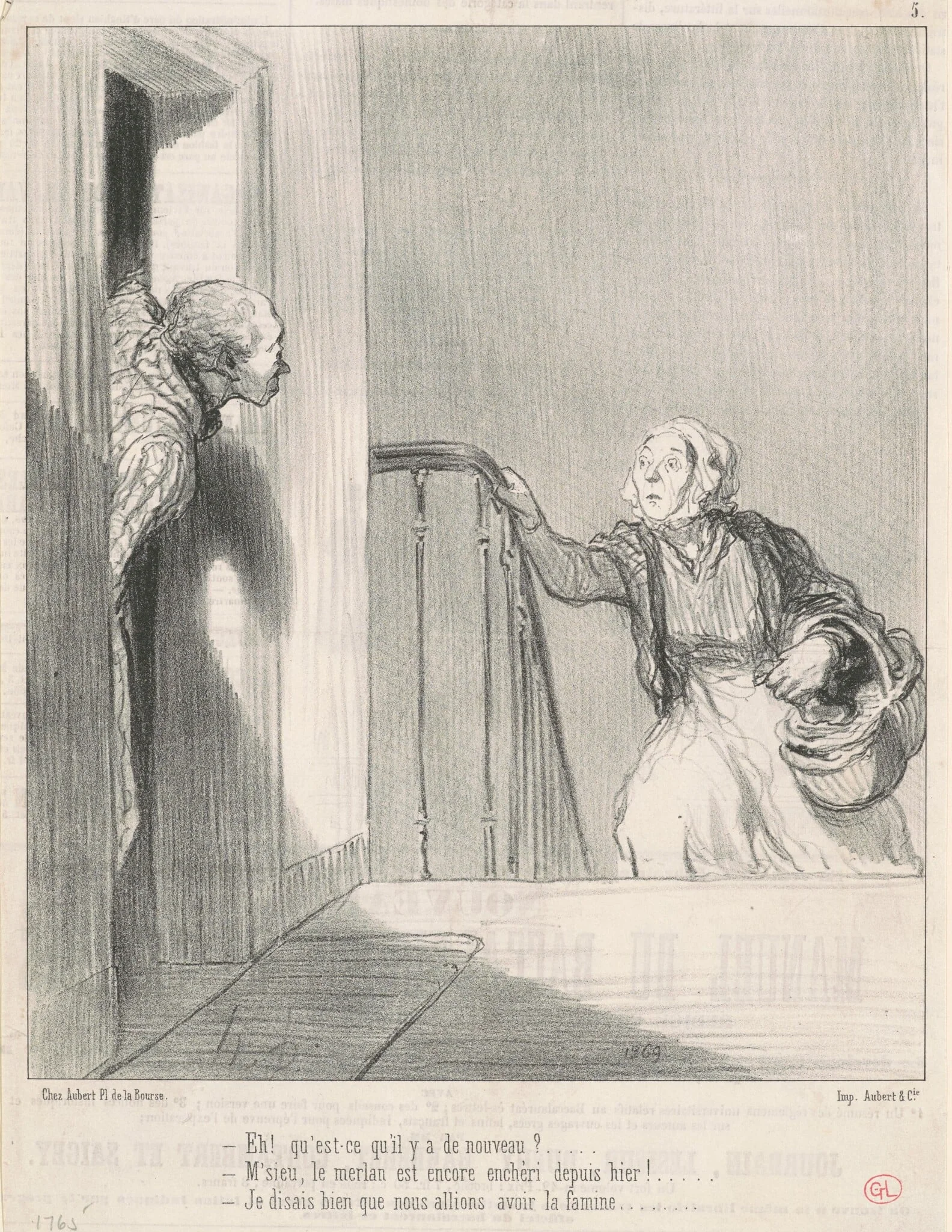 Eh! Qu'est-ce qu'il y a de nouveau? ..., by Honoré Daumier, ink, 1848