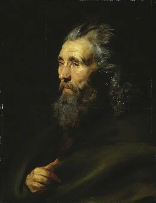 Head study of a bearded man, by Peter Paul Rubens, oil, 1617